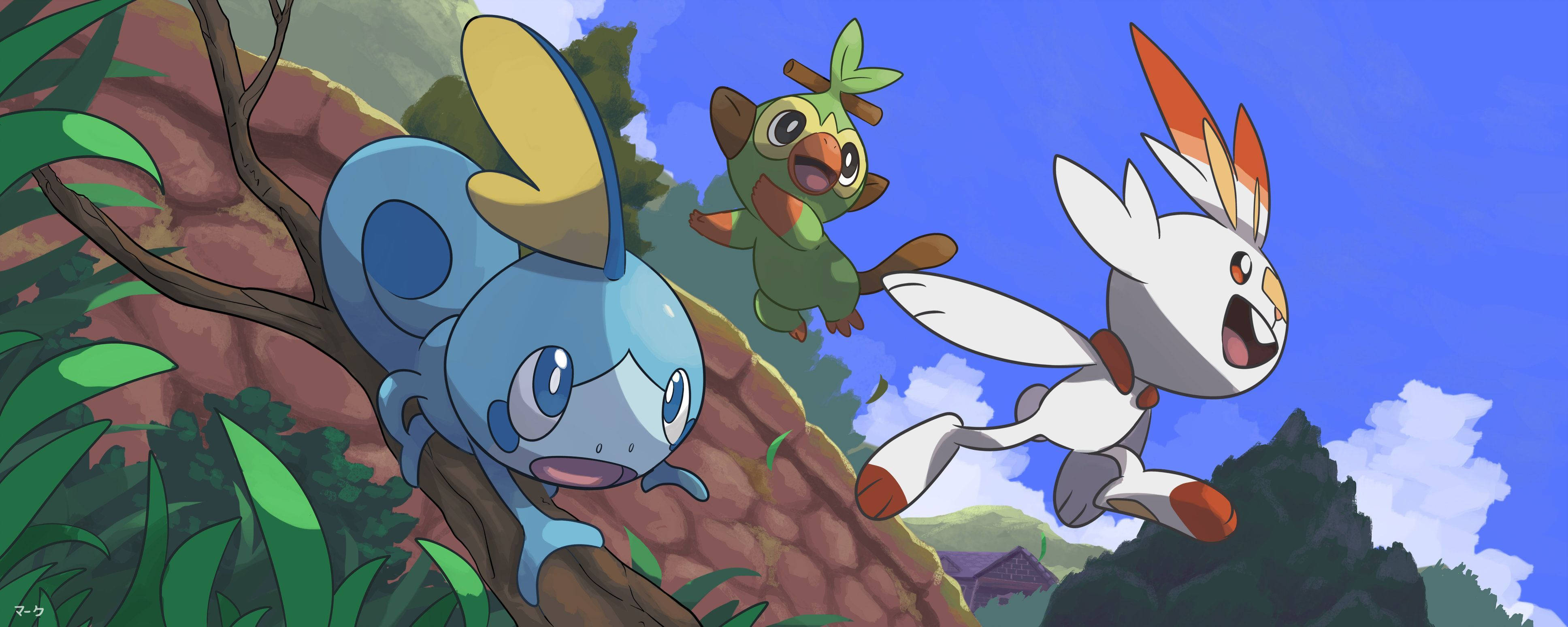 Pokemon Sword And Shield, anime, sunlit forest clearing, 4K Desktop Wallpaper