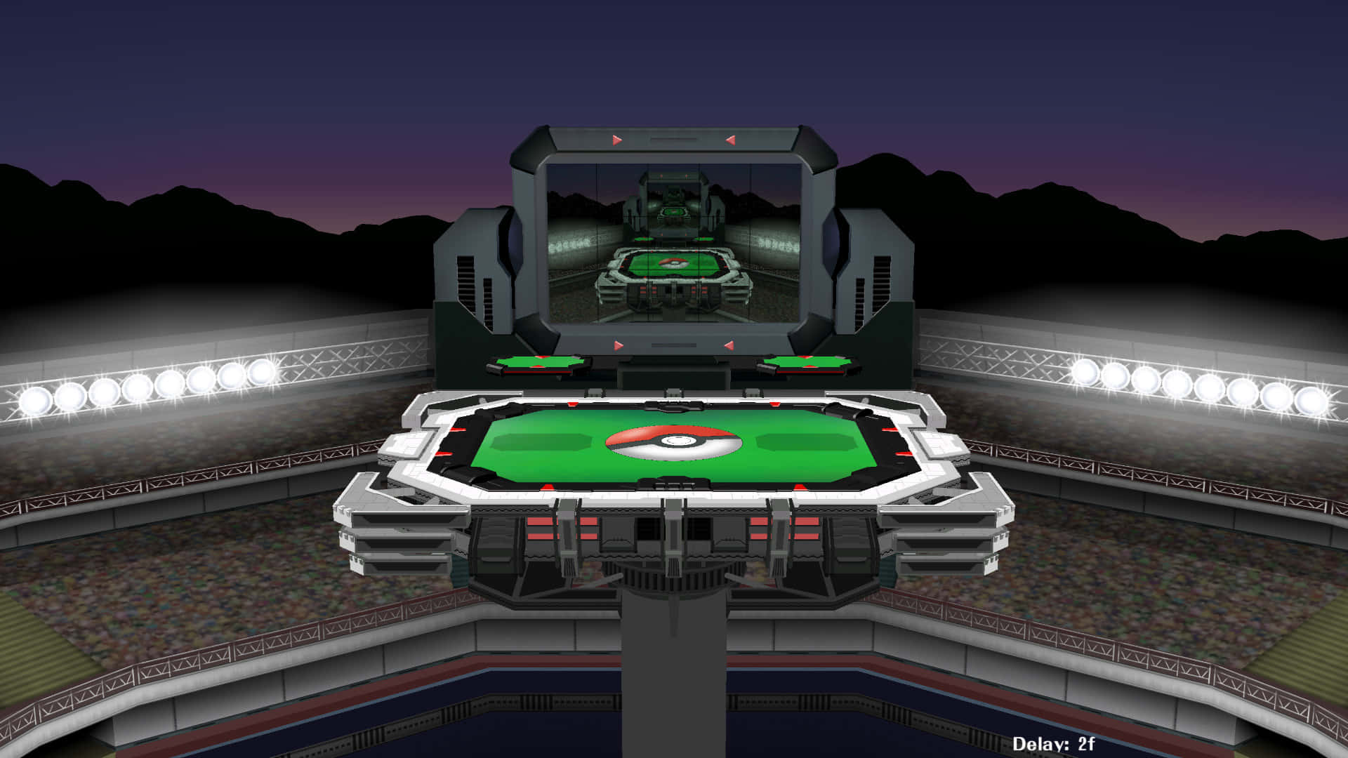 Pokemon Stadium, twilight, glowing lights, Full HD Desktop Wallpaper