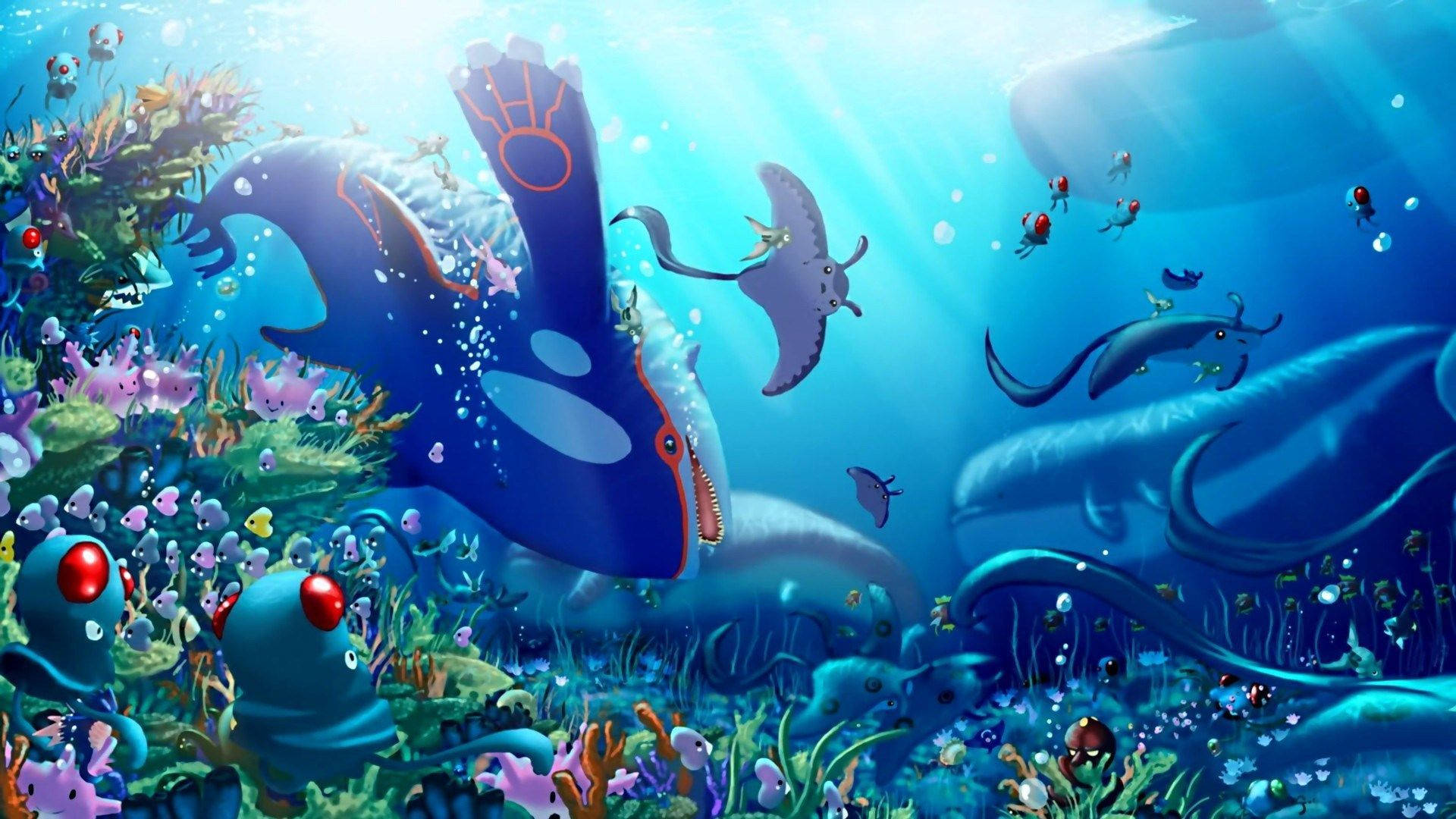 Pokemon, underwater world, fantastical sea creatures, Full HD Desktop Wallpaper