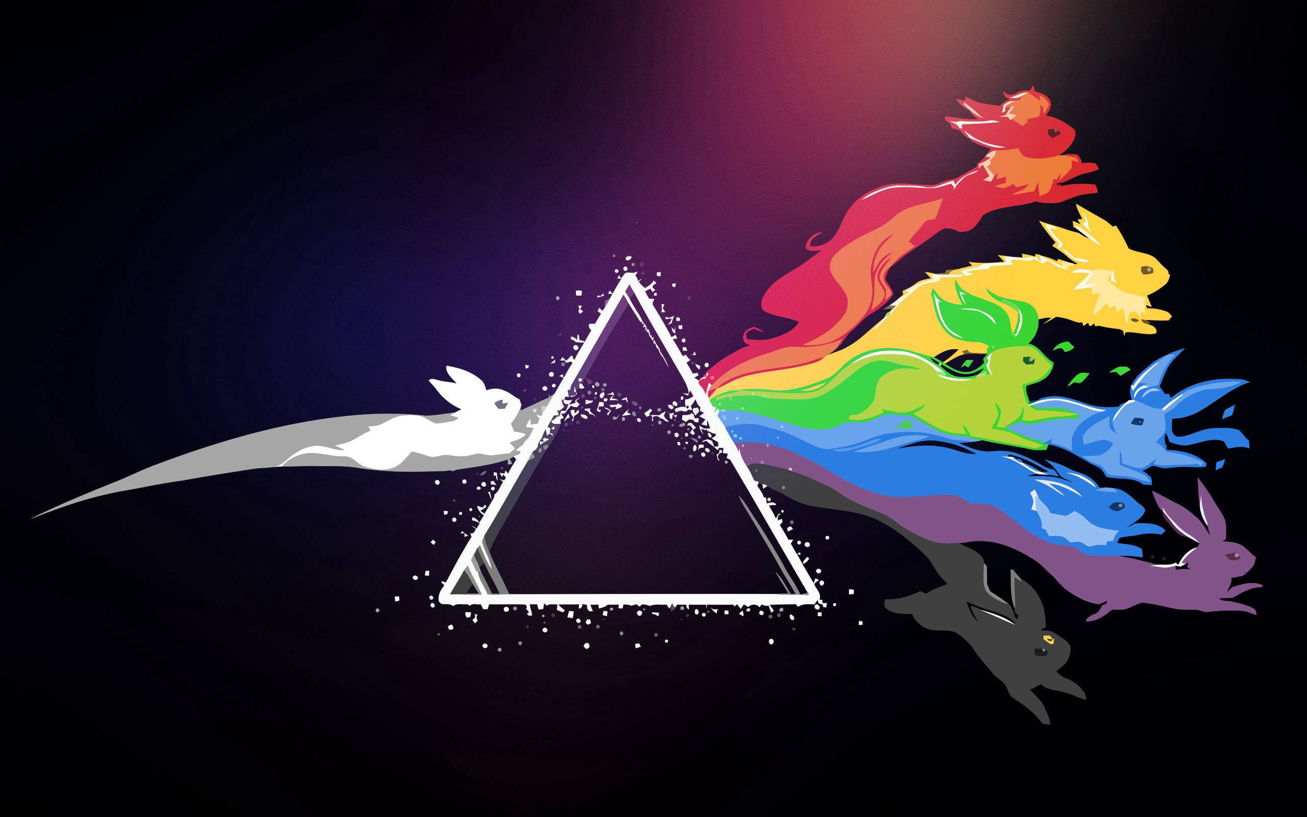 pink floyd, rainbow, eevee, 2K Desktop Wallpaper