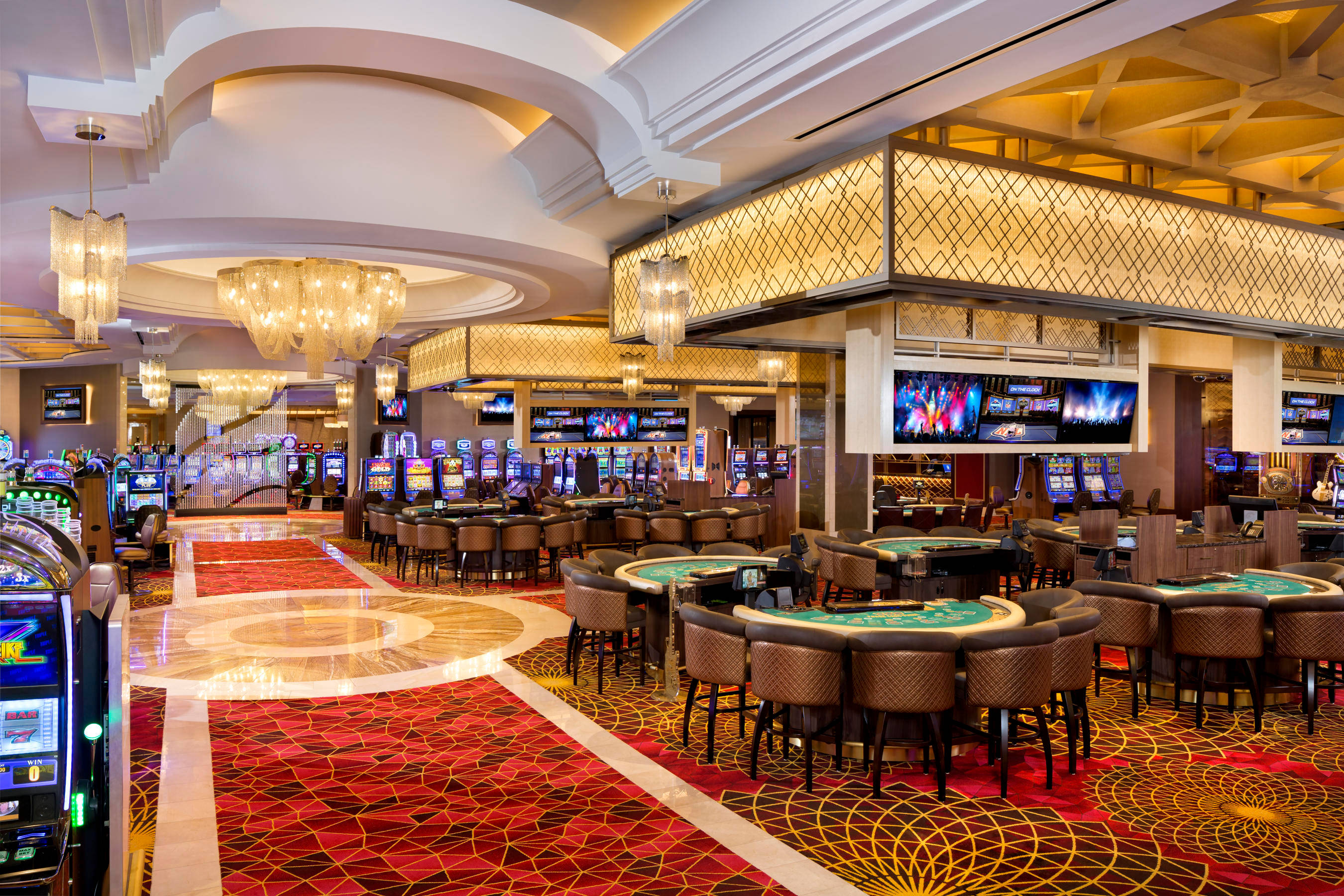 Poker Table, hotel, casino interior, 2K Desktop Wallpaper