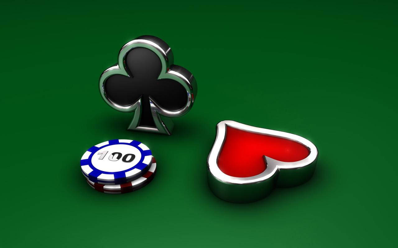 Poker Table, vibrant green felt surface, 3D poker chip, HD Desktop Wallpaper