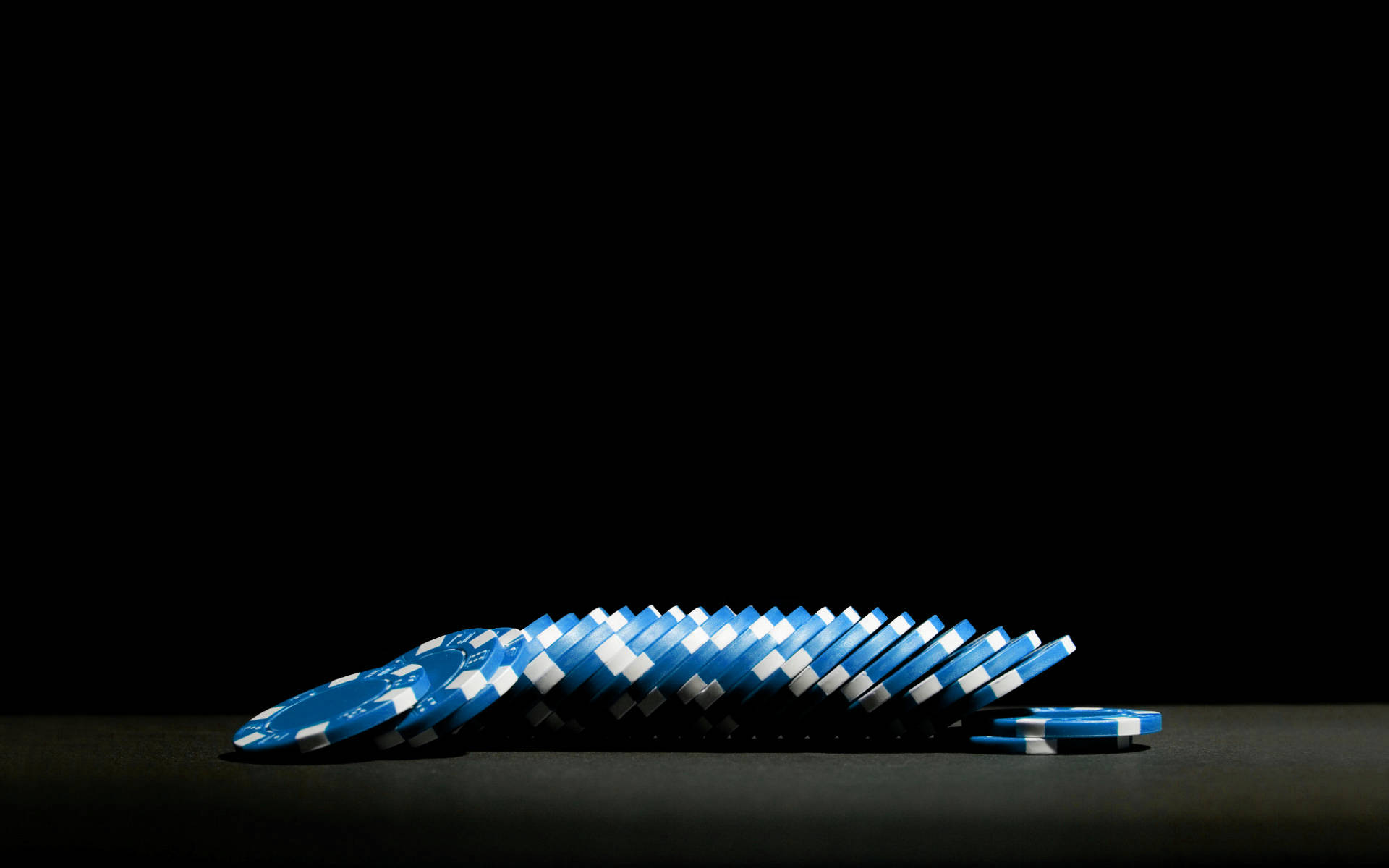 blue poker chips, white poker chips, cascading domino effect, Full HD Desktop Wallpaper
