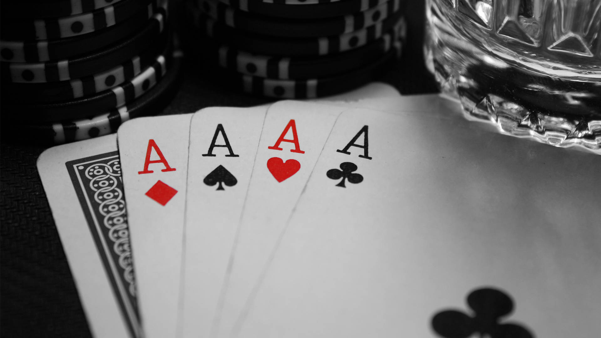 Poker, Four aces, dark table, Full HD Desktop Wallpaper