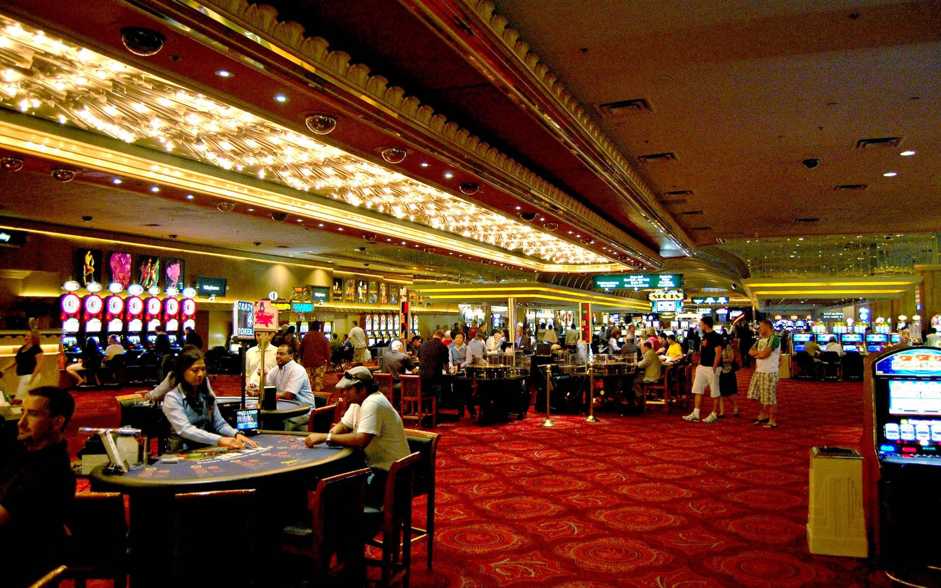 poker table, red carpet, casino interior, Full HD Desktop Wallpaper