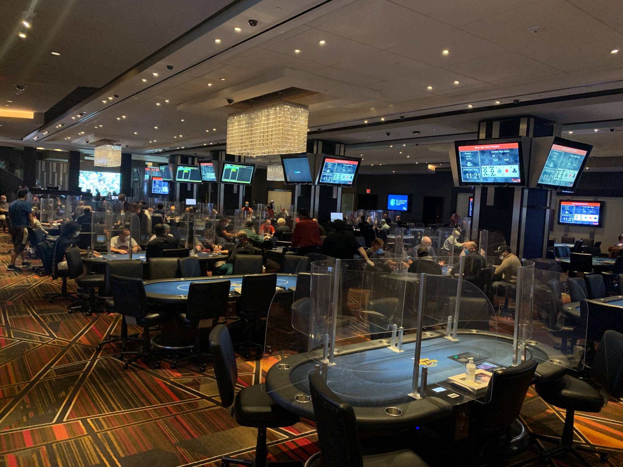 automatic poker table, clear plastic shields, bright lights, Full HD Desktop Wallpaper