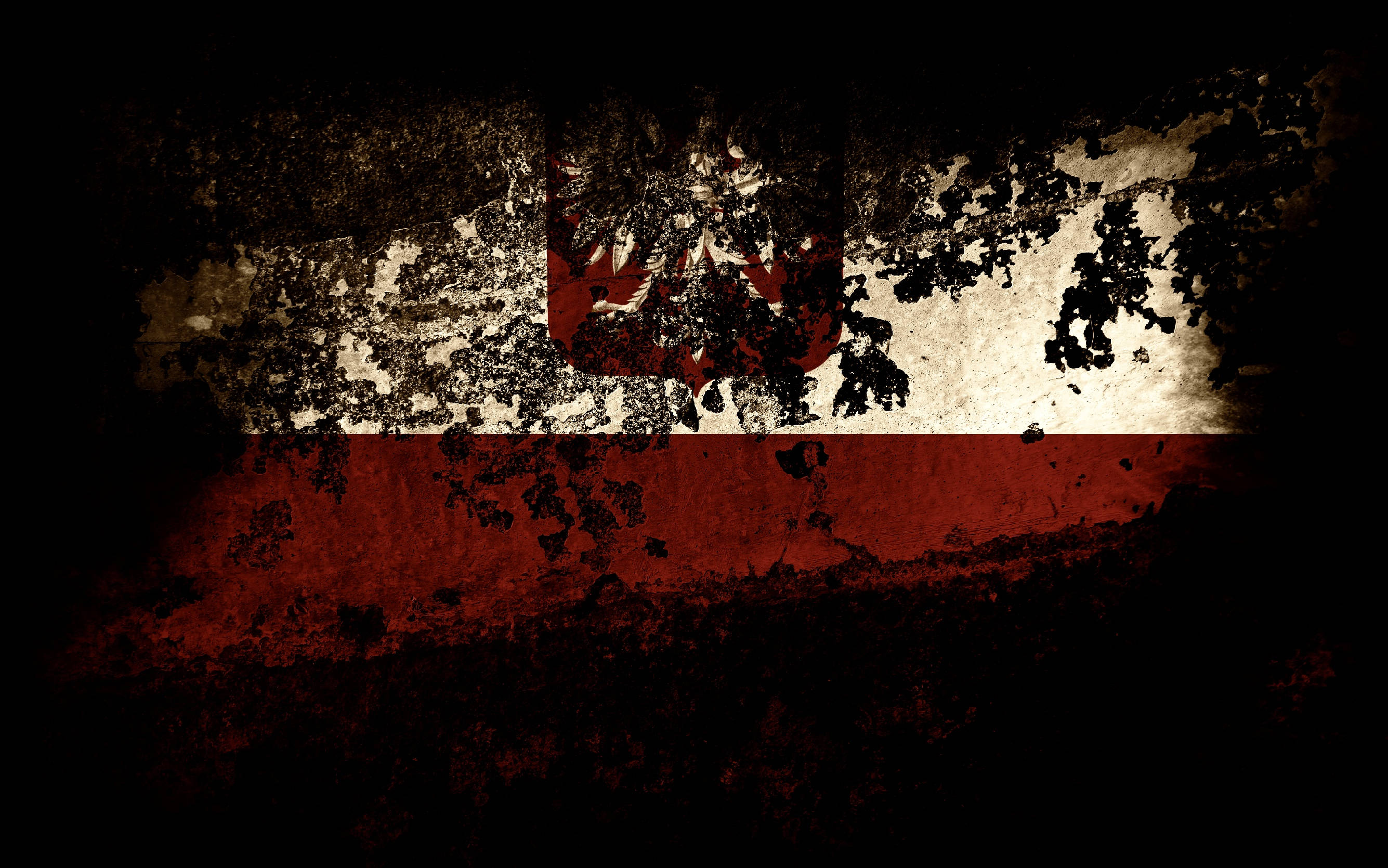 Poland flag, coat of arms, deep red, 2K Desktop Wallpaper