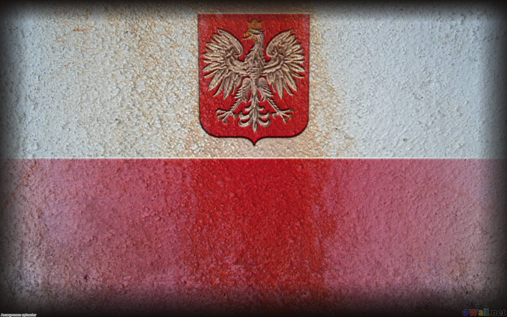 Poland flag, stone wall, weathered concrete wall, HD Desktop Wallpaper