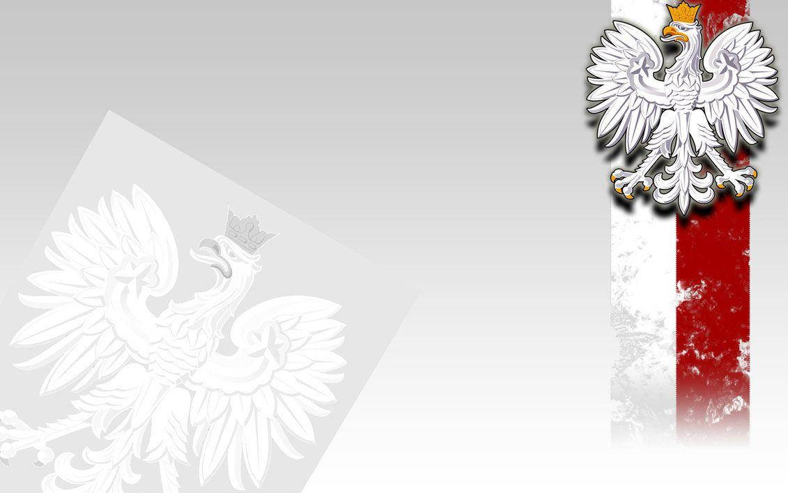 Poland flag, crowned eagle, white eagle emblem, SD Desktop Wallpaper