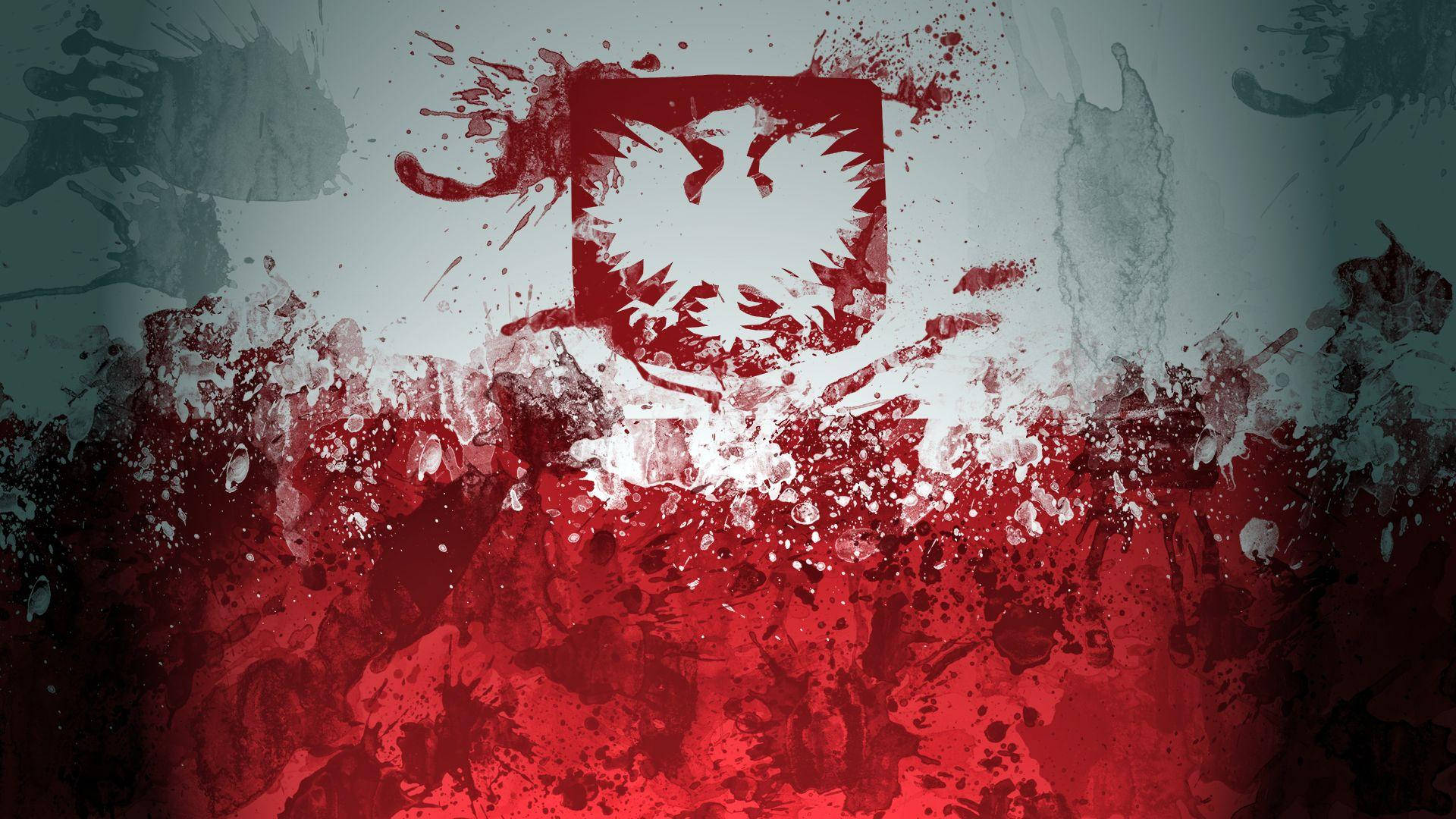Poland flag, white eagle emblem, red paint, Full HD Desktop Wallpaper