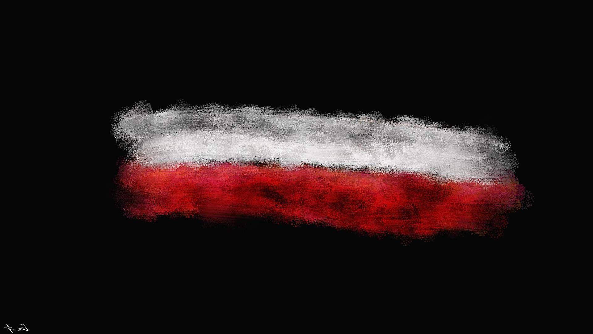 Poland flag, red and white stripes, black background, Full HD Desktop Wallpaper