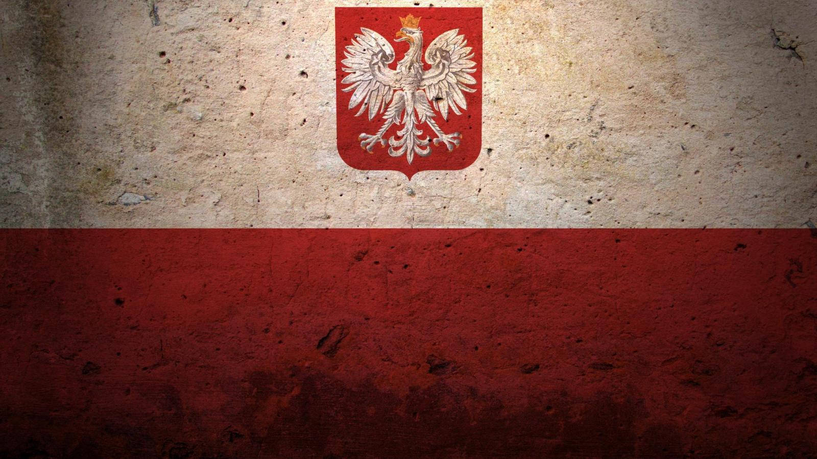 Poland flag, weathered concrete wall, cracks, HD Desktop Wallpaper