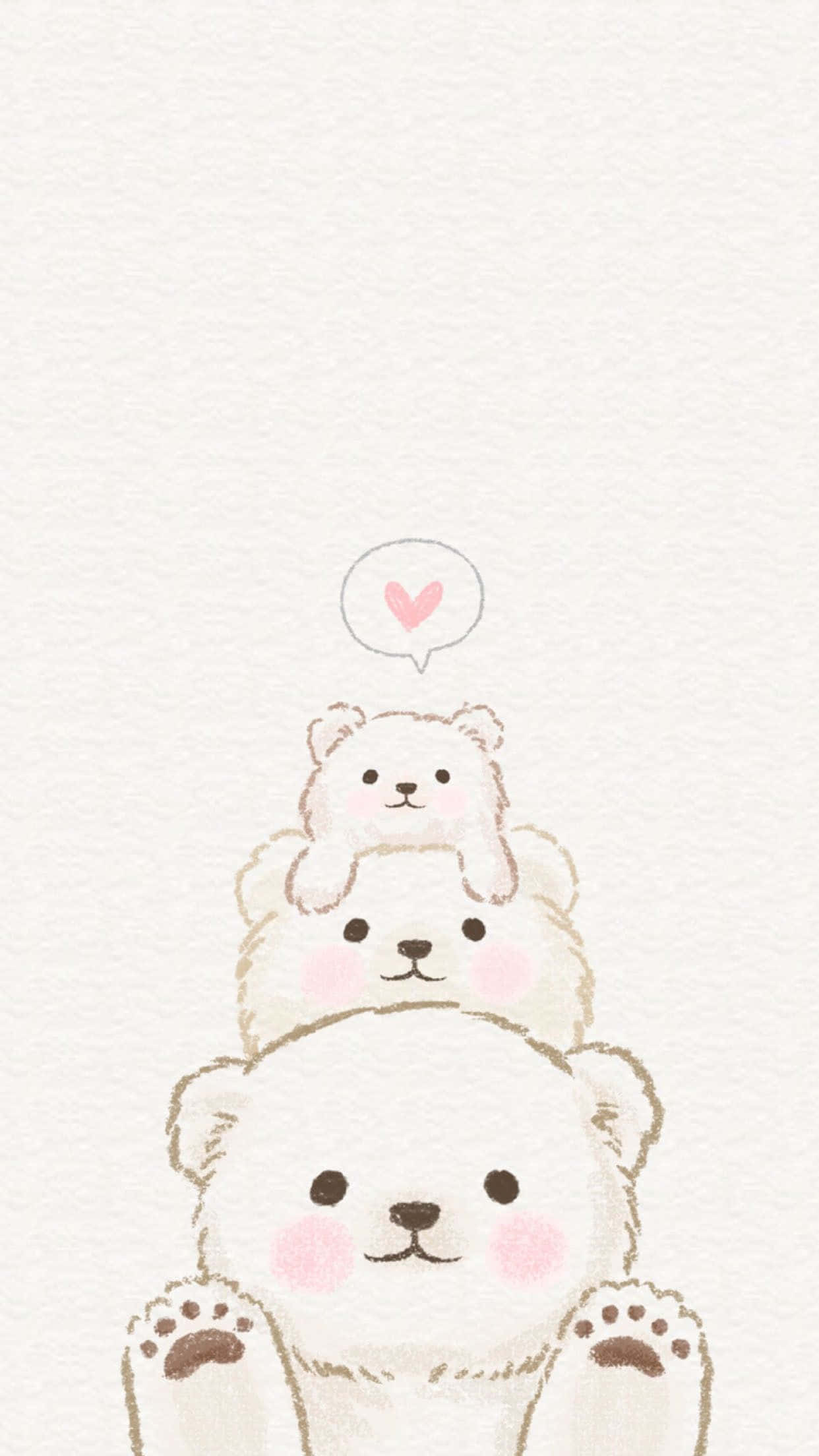 Cute Animals Cartoon Polar Bear, pink cheeks, heart speech bubble, Full HD Phone Wallpaper
