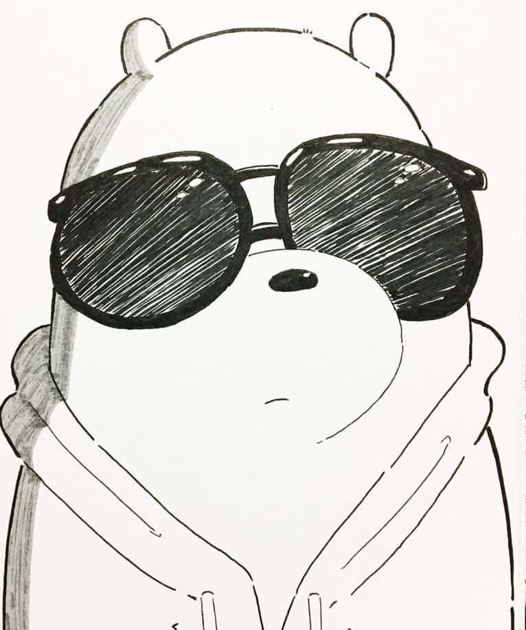 cartoon polar bear, oversized sunglasses, hoodie, SD Phone Wallpaper