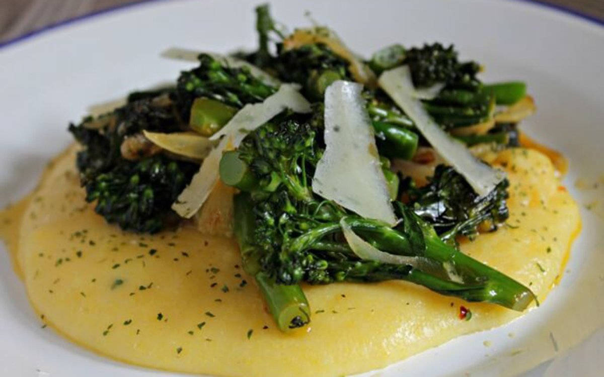 broccolini, polenta, creamy polenta, SD Desktop Wallpaper