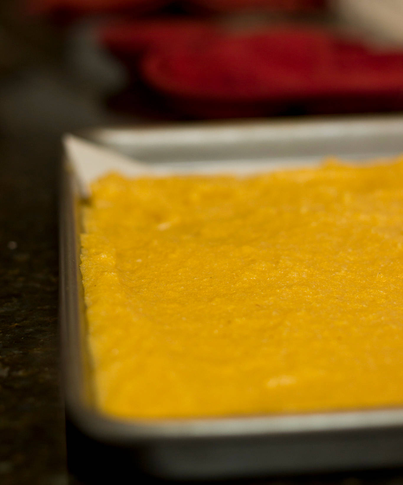 Polenta, cornmeal batter, metal baking pan, HD Phone Wallpaper