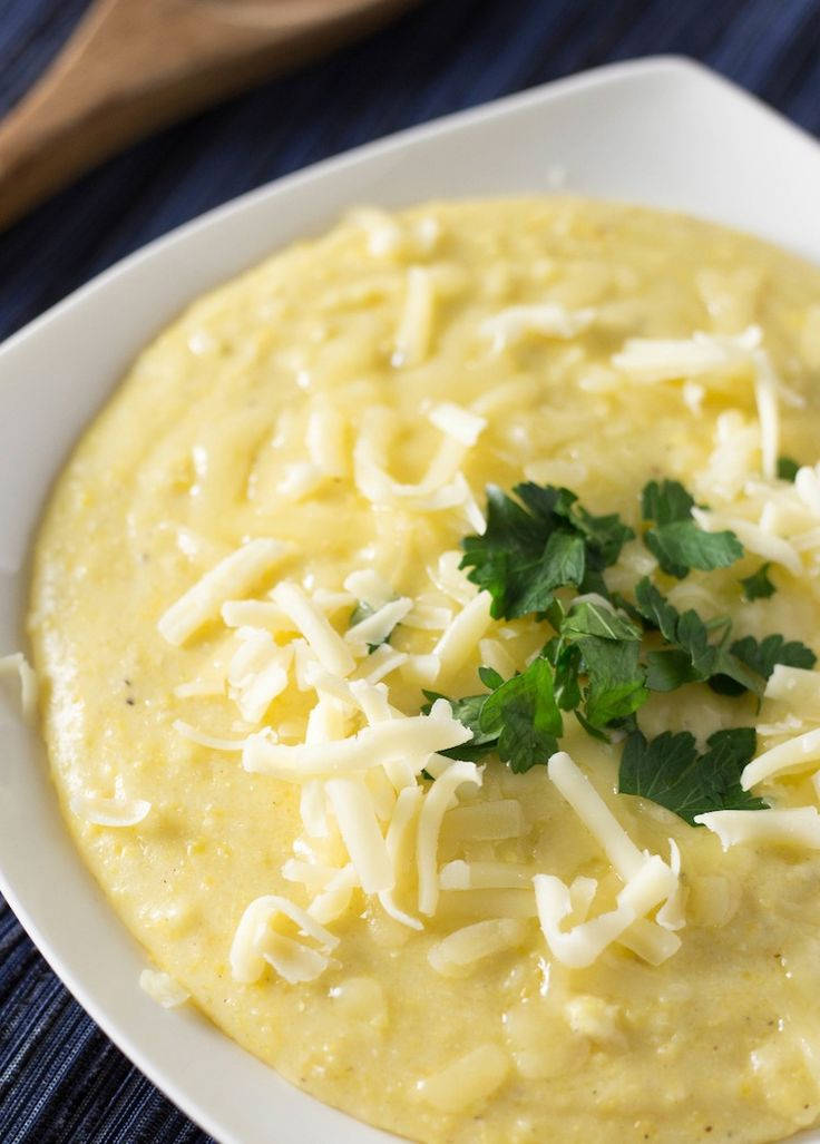 cheesy mushed polenta, creamy yellow polenta, shredded cheese, SD Phone Wallpaper