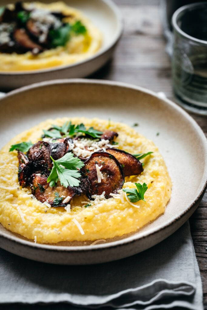 Polenta, roasted eggplant, fresh parsley, SD Phone Wallpaper