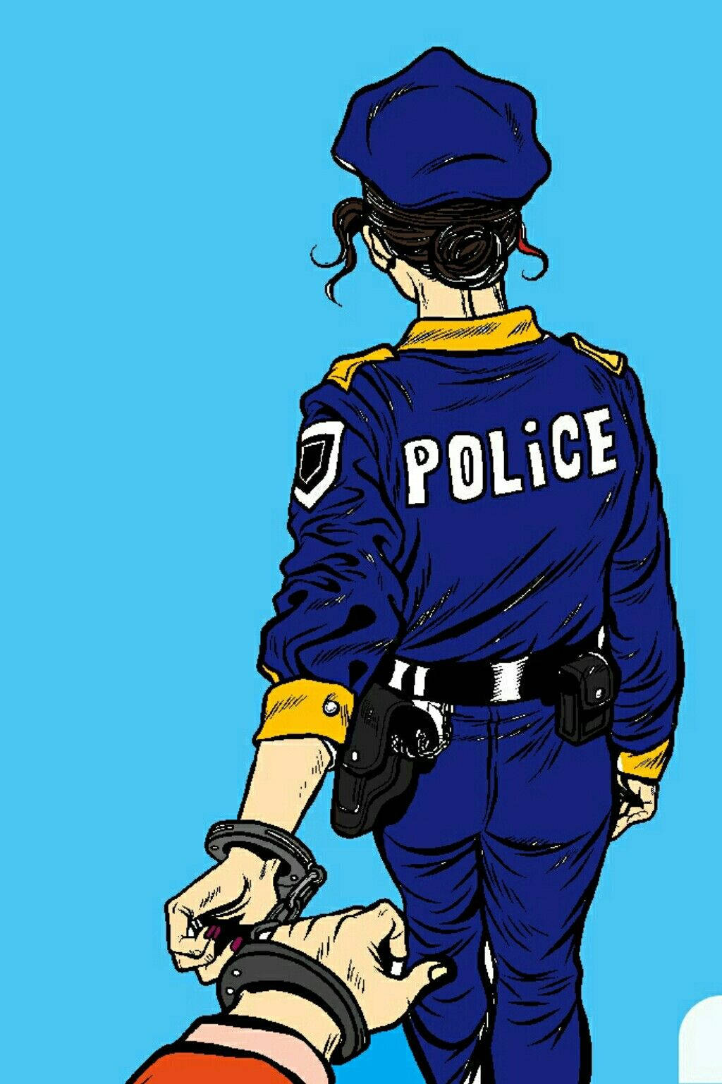 blue uniform, cuffed hands, police officer, HD Phone Wallpaper