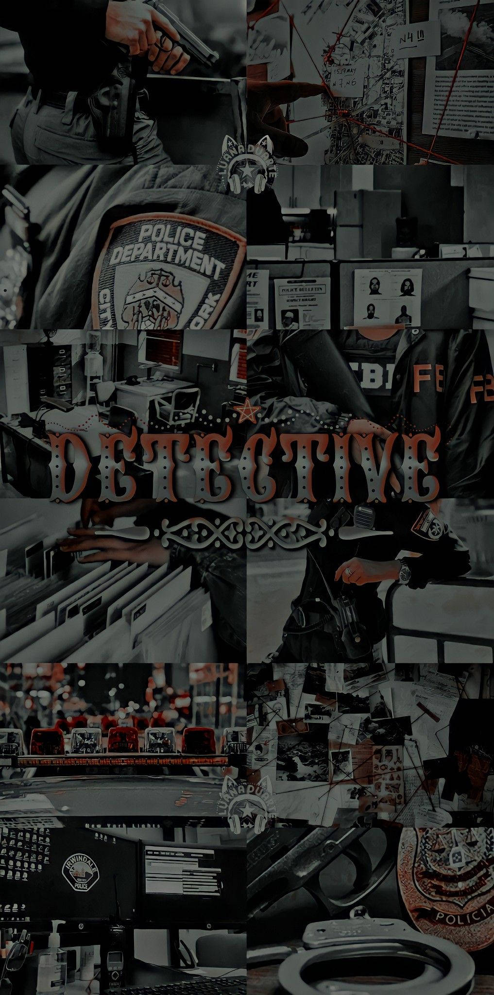 detective aesthetic art, gun, badge, Full HD Phone Wallpaper