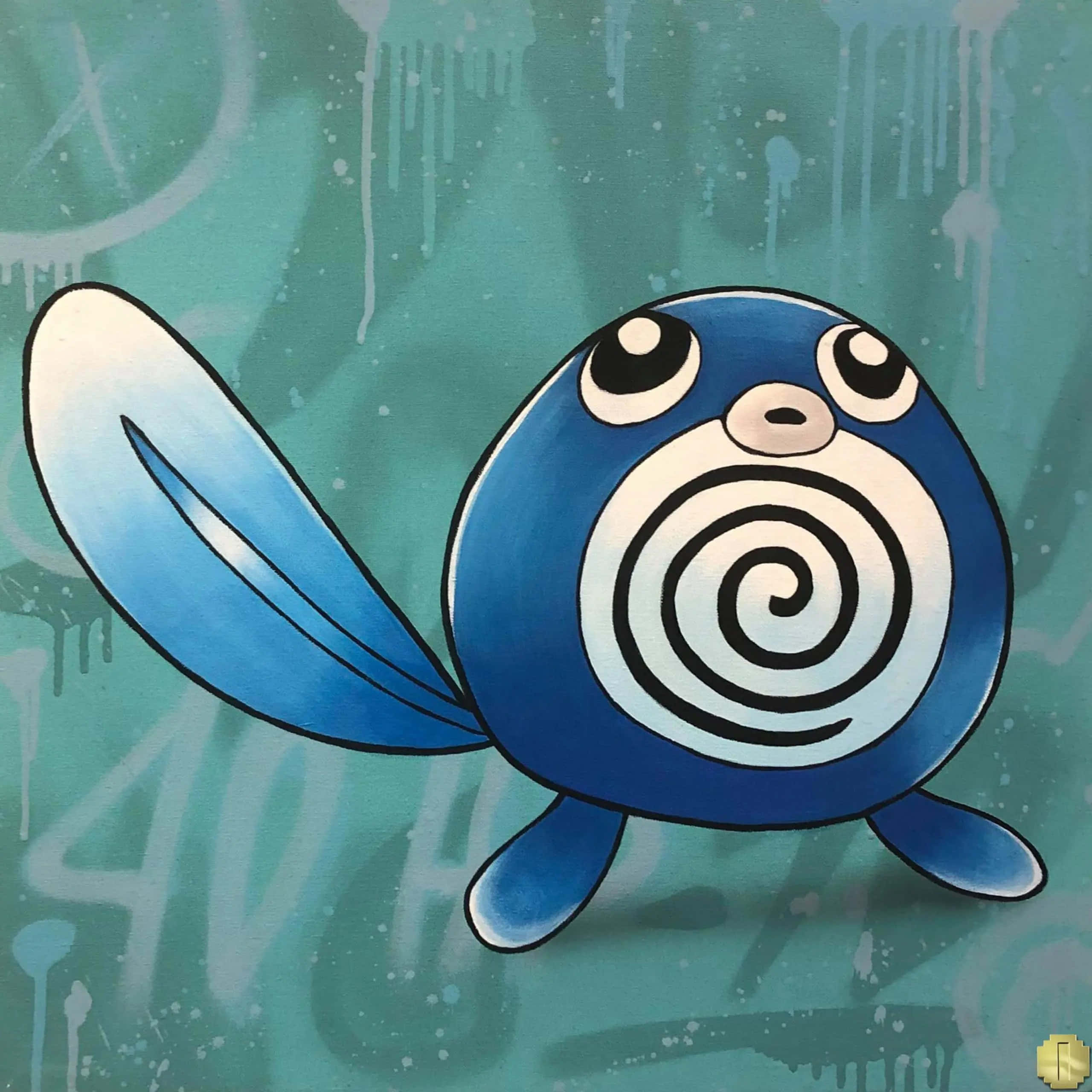 Poliwag, blue cartoon Pokémon, spiral belly, 2K Desktop Wallpaper