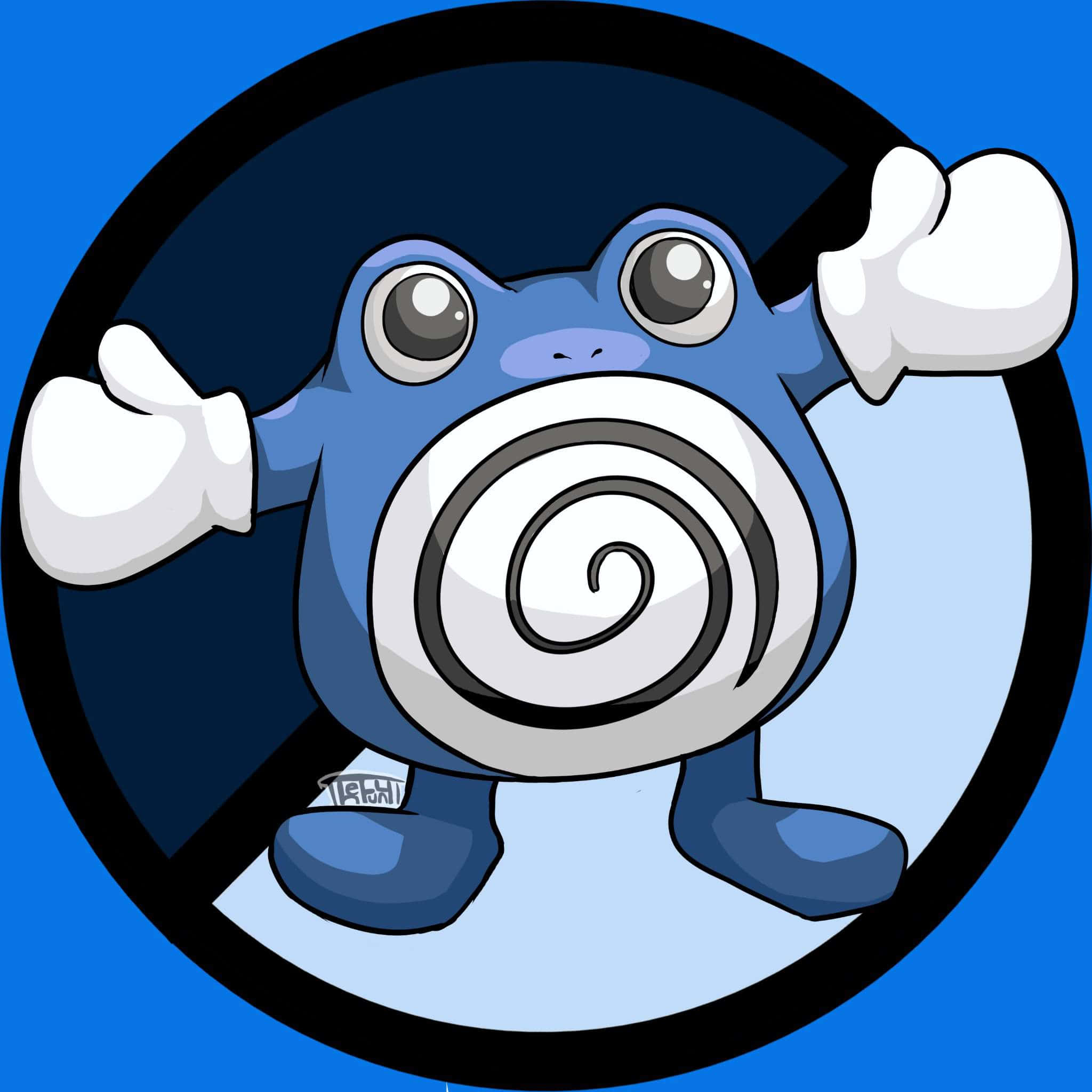 Poliwhirl, blue cartoon frog, spiral belly, Full HD Desktop Wallpaper