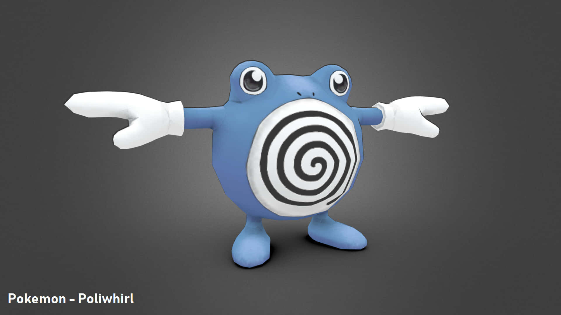 Poliwhirl, blue cartoon frog, spiral belly, Full HD Desktop Wallpaper