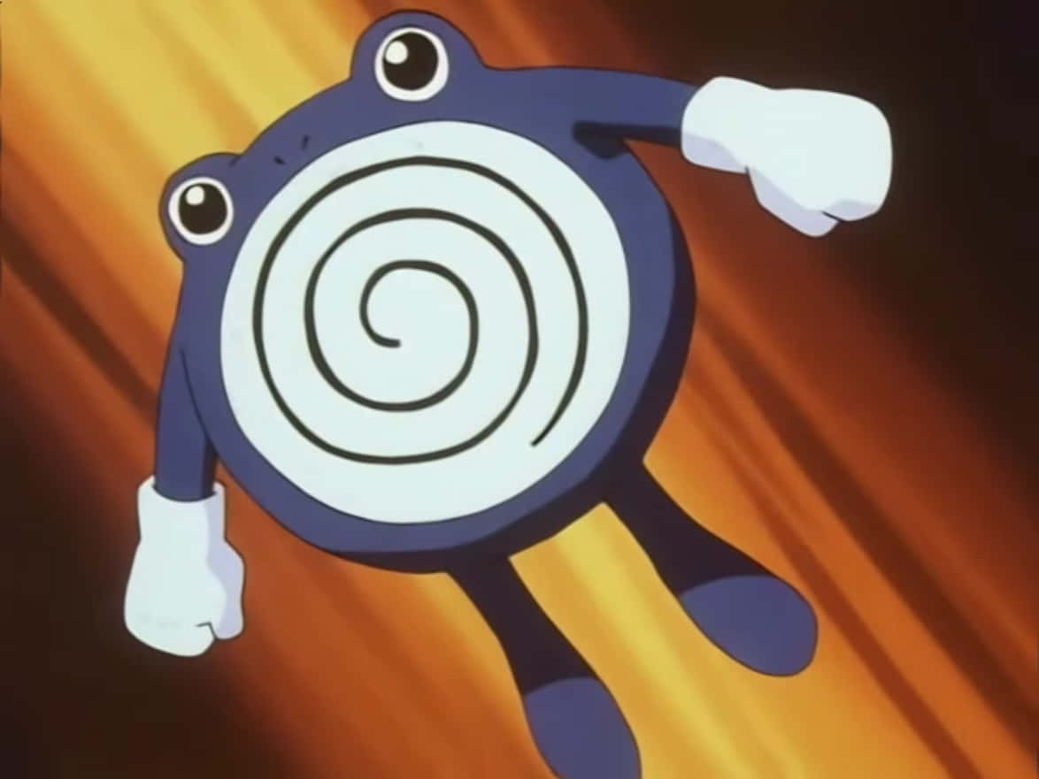 Poliwhirl, blue spiral-patterned, anime frog character, SD Desktop Wallpaper