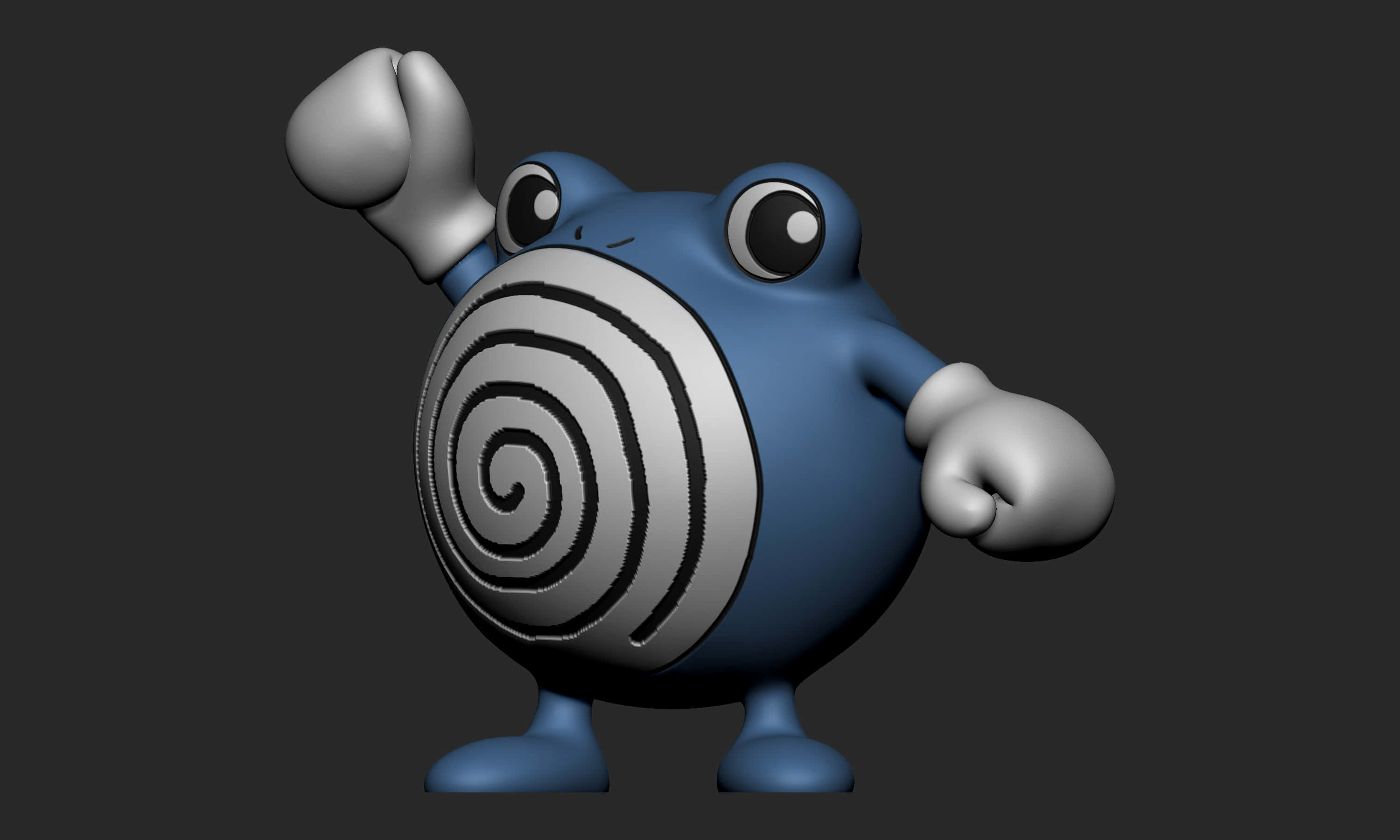 Poliwhirl, 3D avatar, blue, 2K Desktop Wallpaper