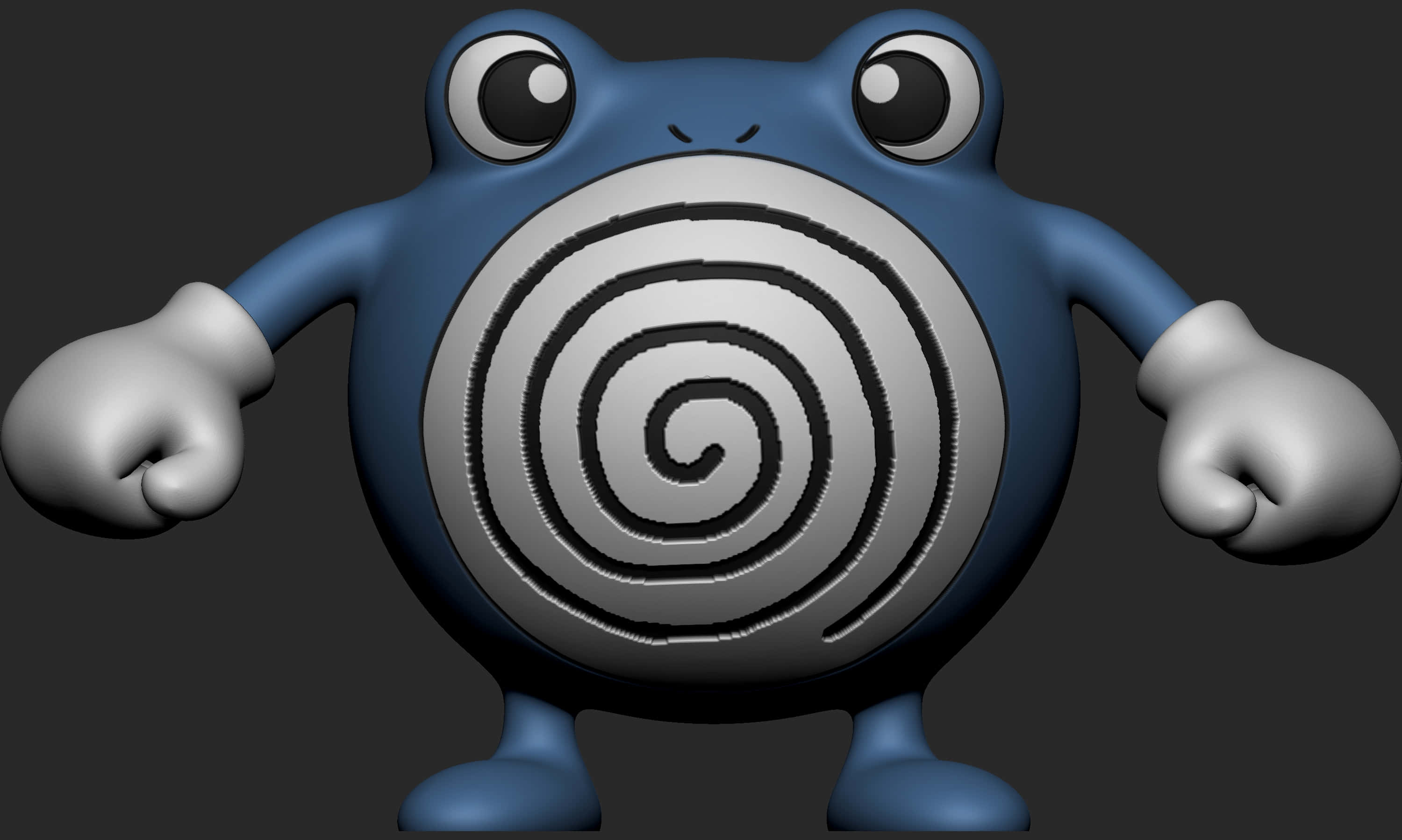 Poliwhirl, blue, 3d-rendered, 2K Desktop Wallpaper