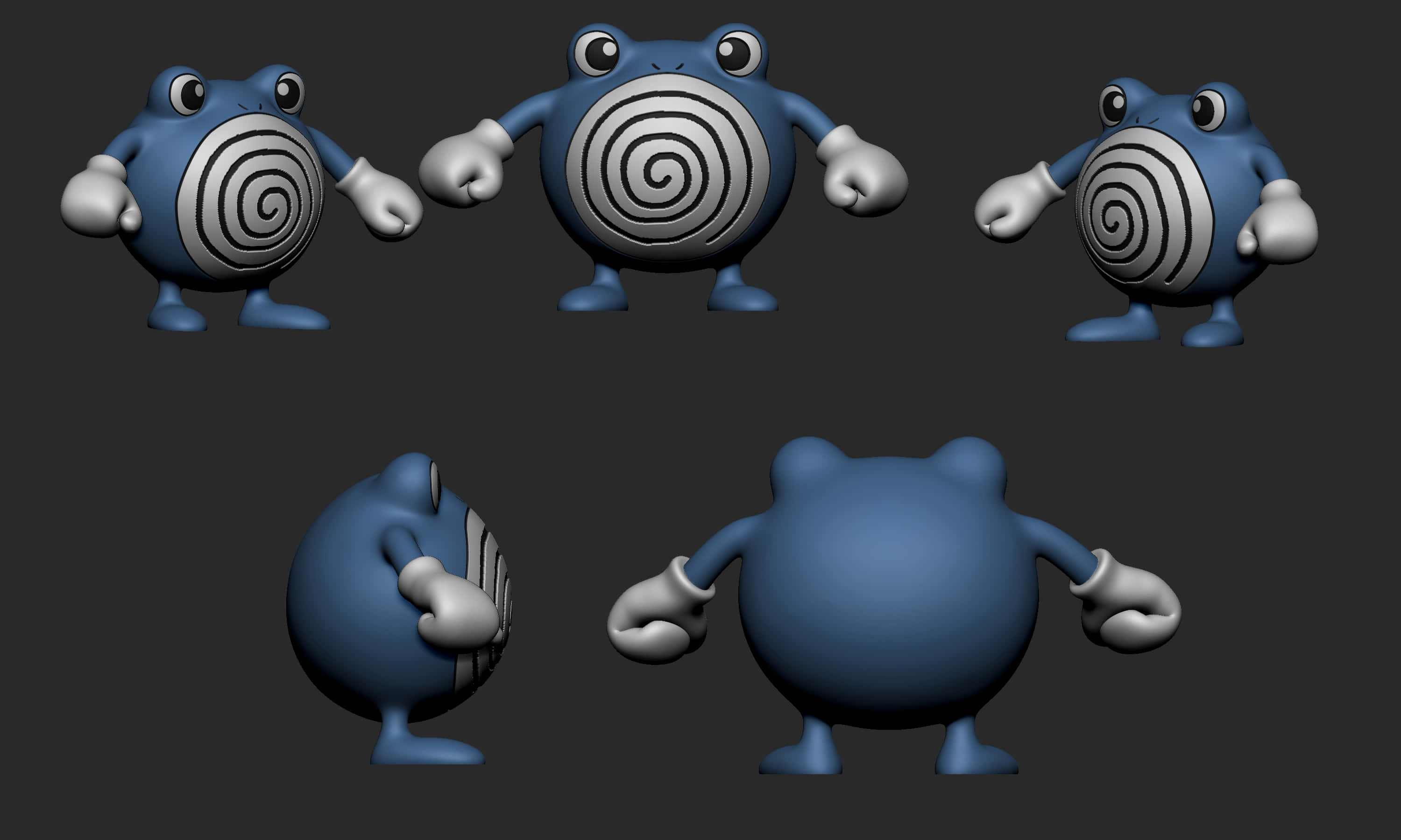 Poliwhirl, 3D clones, blue, 2K Desktop Wallpaper