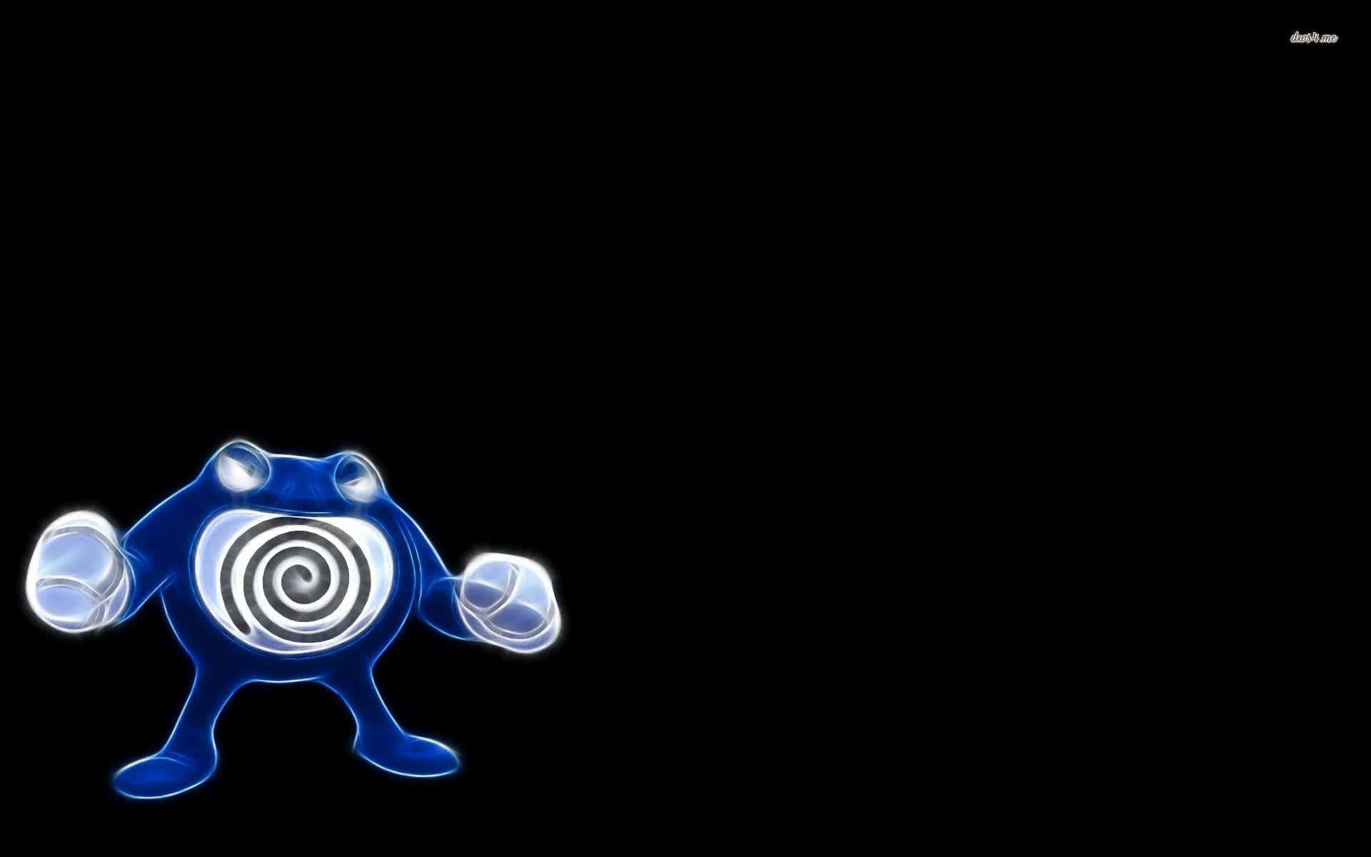 glowing blue Poliwrath, cartoon creature, spiral eye, Full HD Desktop Wallpaper