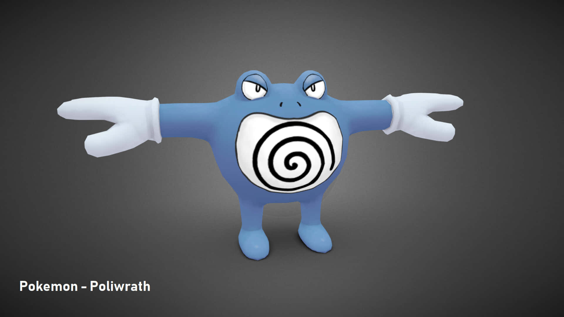 Poliwrath, blue, arms outstretched, Full HD Desktop Wallpaper