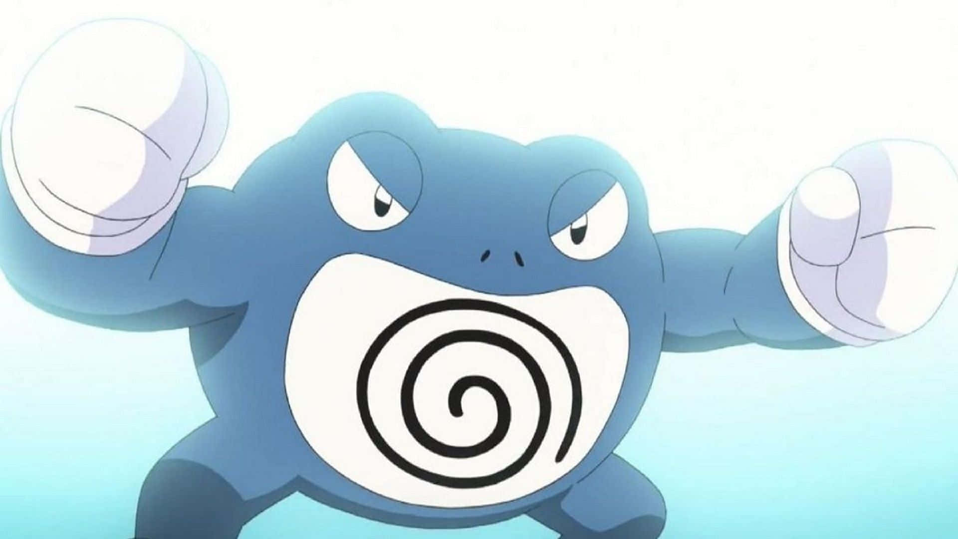 Poliwrath, blue animated frog, spiral belly, Full HD Desktop Wallpaper