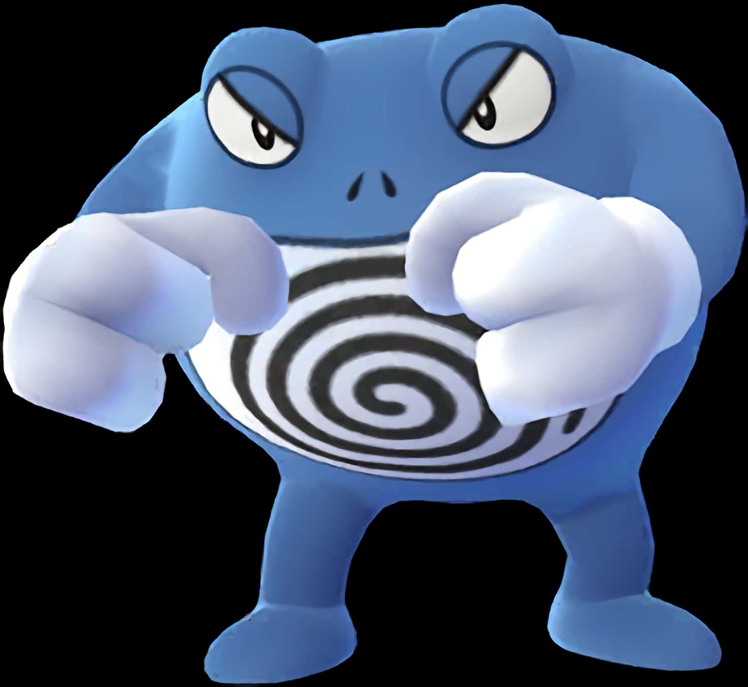 Poliwrath, blue cartoon frog, angry eyes, HD Desktop Wallpaper
