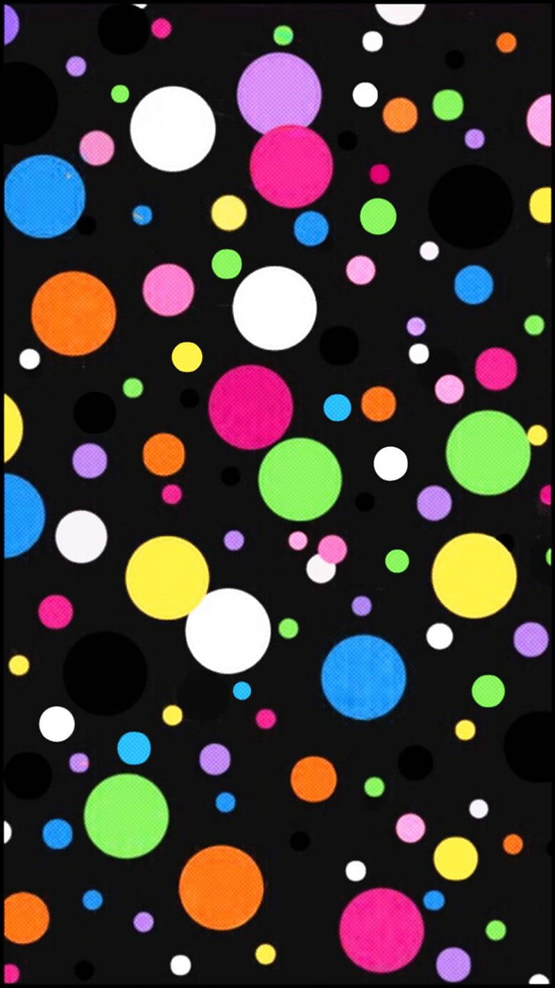 colorful polka dots, multicolored polka dots, varying sizes, HD Phone Wallpaper