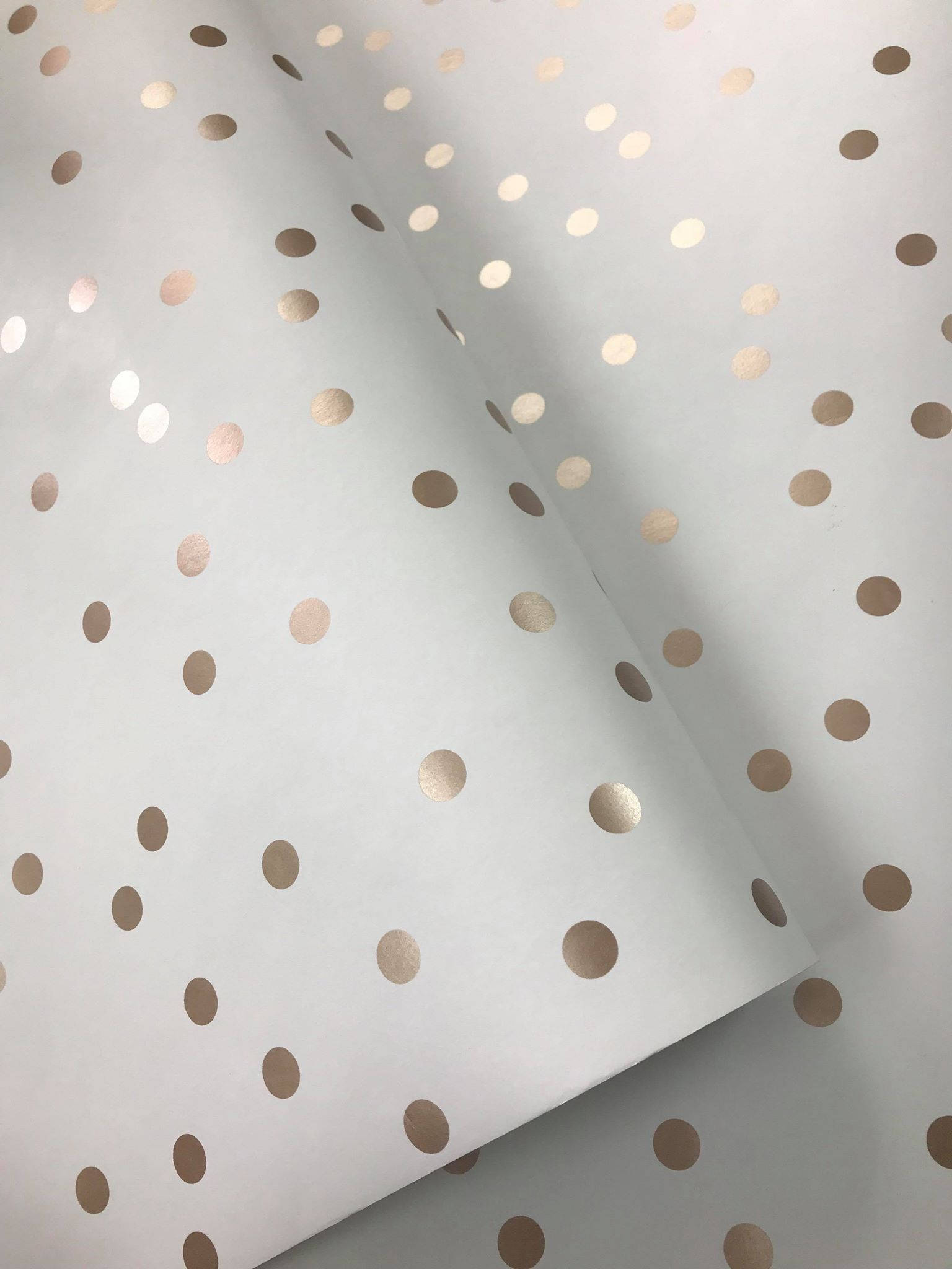 rose gold metallic polka dots, light gray wallpaper, soft folds, Full HD Phone Wallpaper