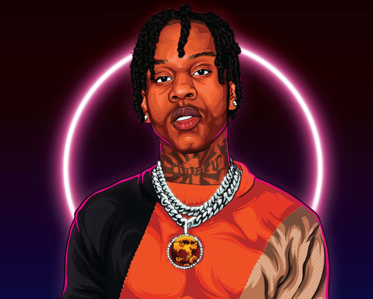 Polo G, cartoon portrait, braided hair, HD Desktop Wallpaper