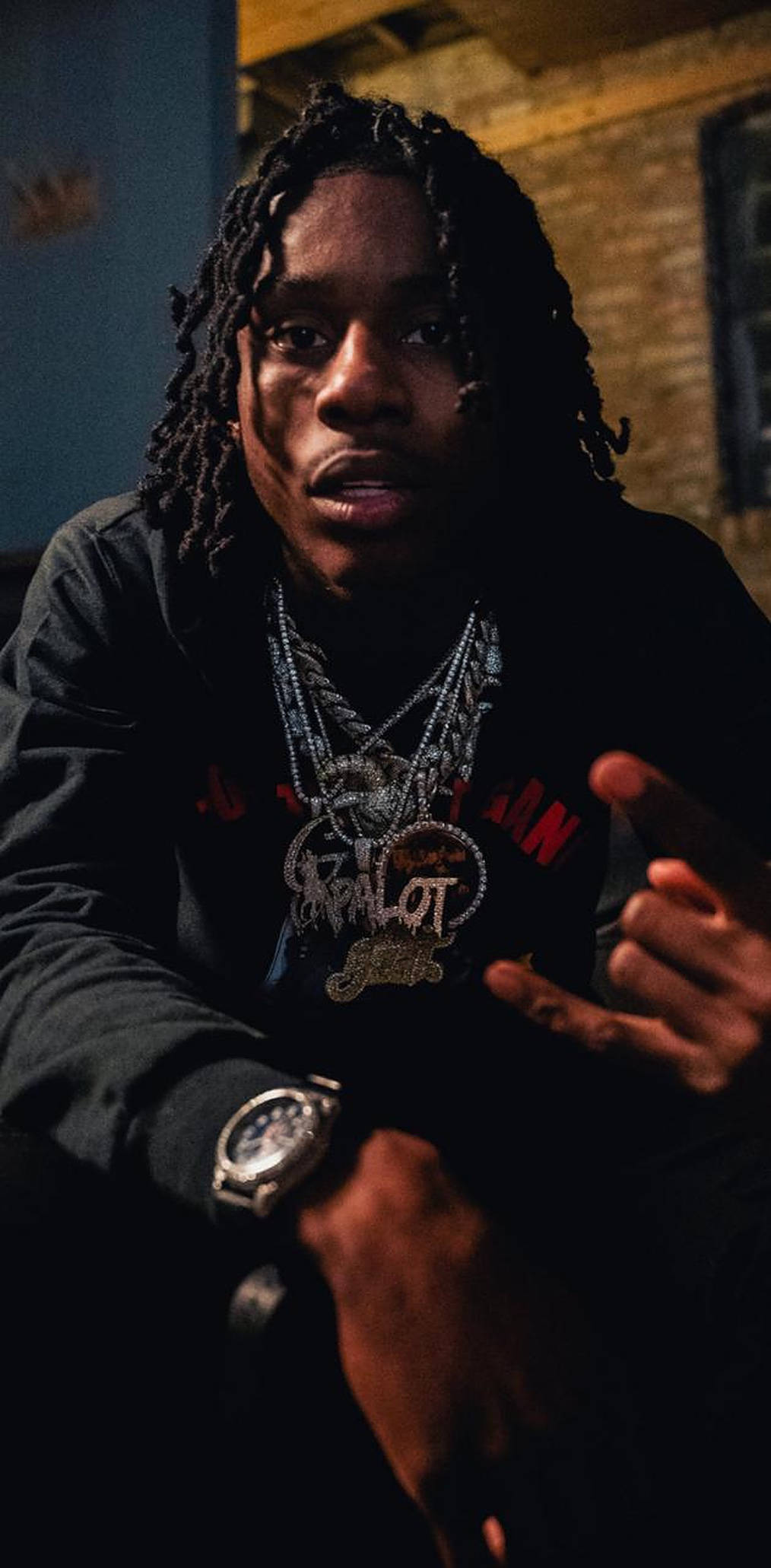 Polo G, dreadlocks, layered jewelry, Full HD Phone Wallpaper