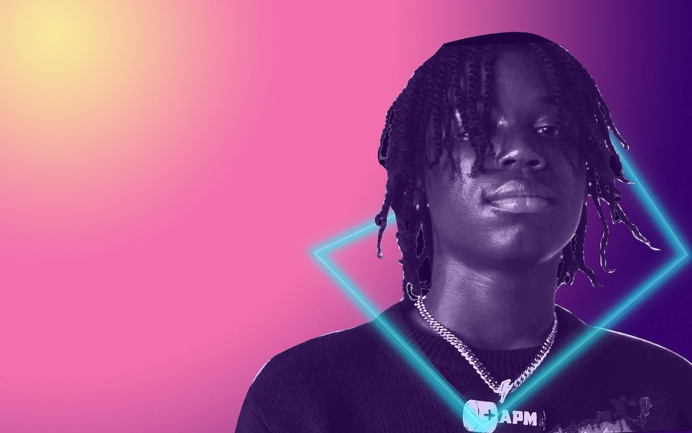 Polo G, neon art, vibrant pink and purple gradient, Full HD Desktop Wallpaper