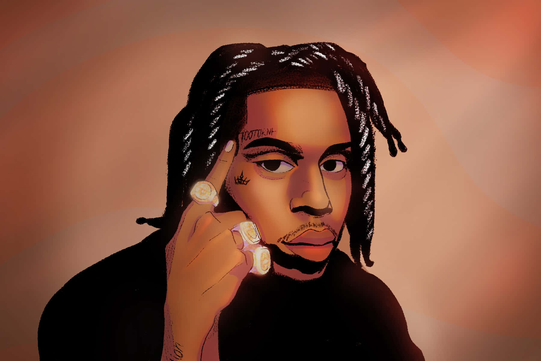 Polo G, dreadlocks, multiple rings, HD Desktop Wallpaper