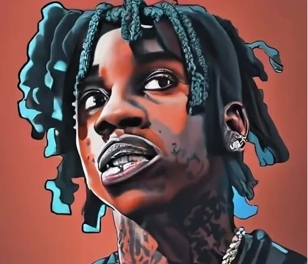 Polo G, blue-tinted dreadlocks, tattoos, SD Desktop Wallpaper