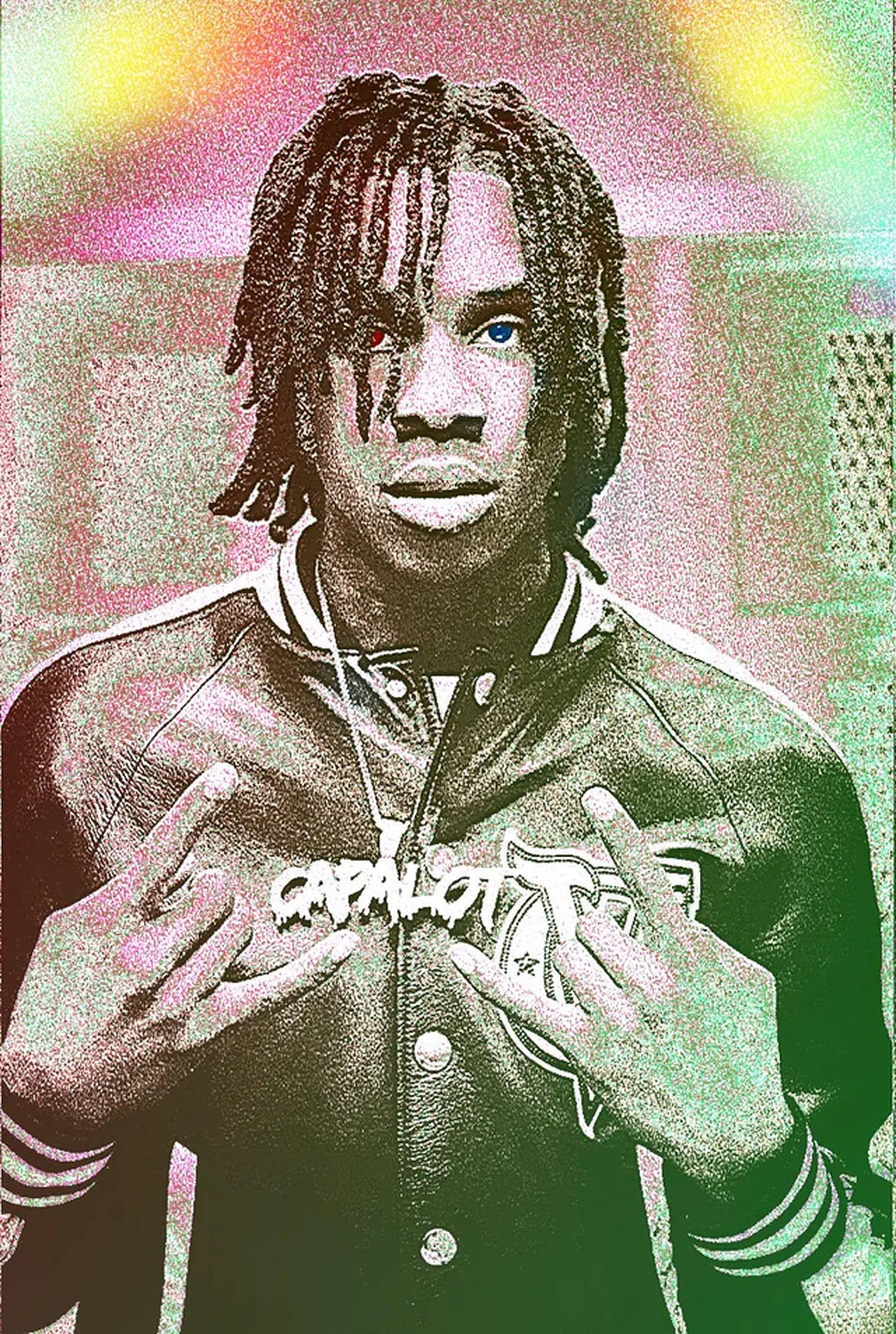 Polo G, psychedelic art, heterochromatic eyes, Full HD Phone Wallpaper