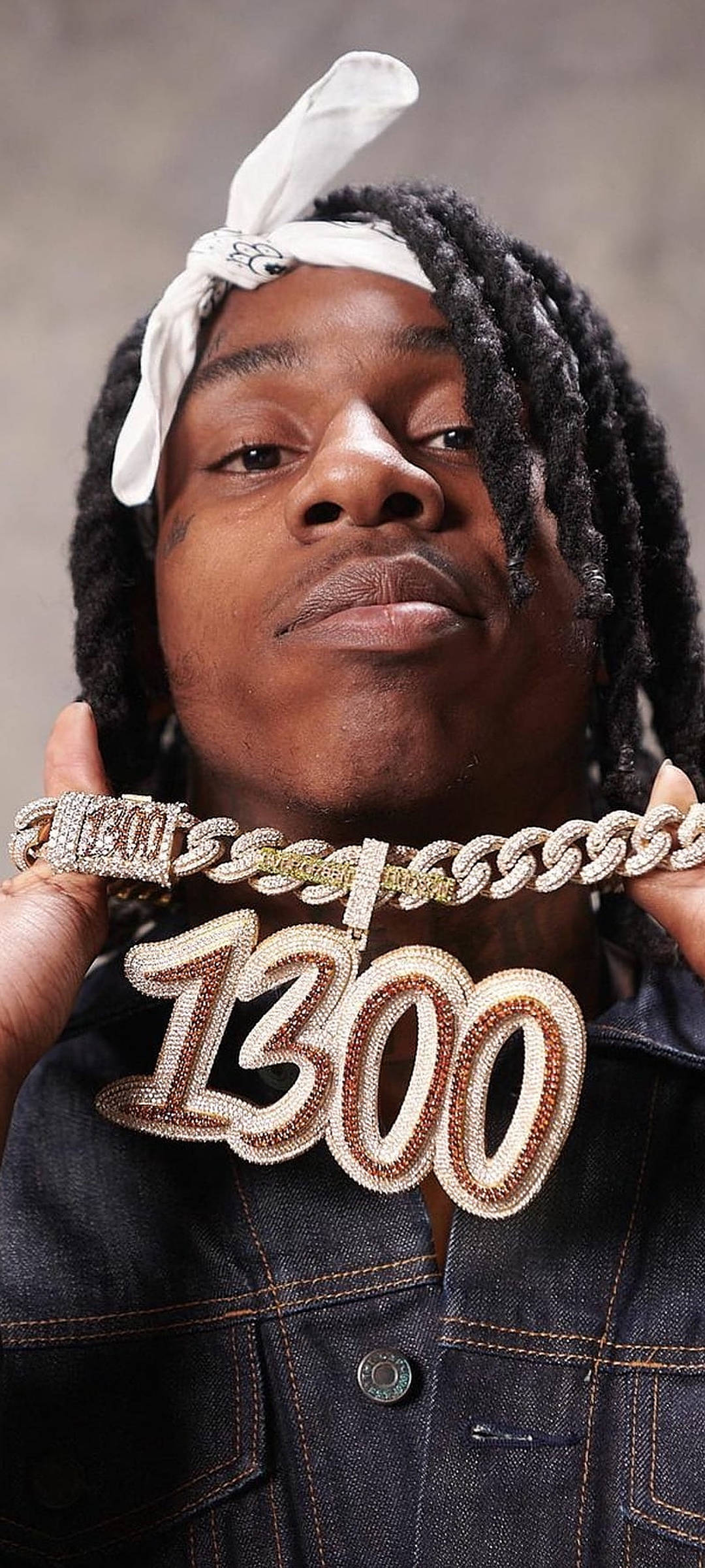 Polo G, 1300 Bling, diamond-encrusted '1300' chain necklace, Full HD Phone Wallpaper