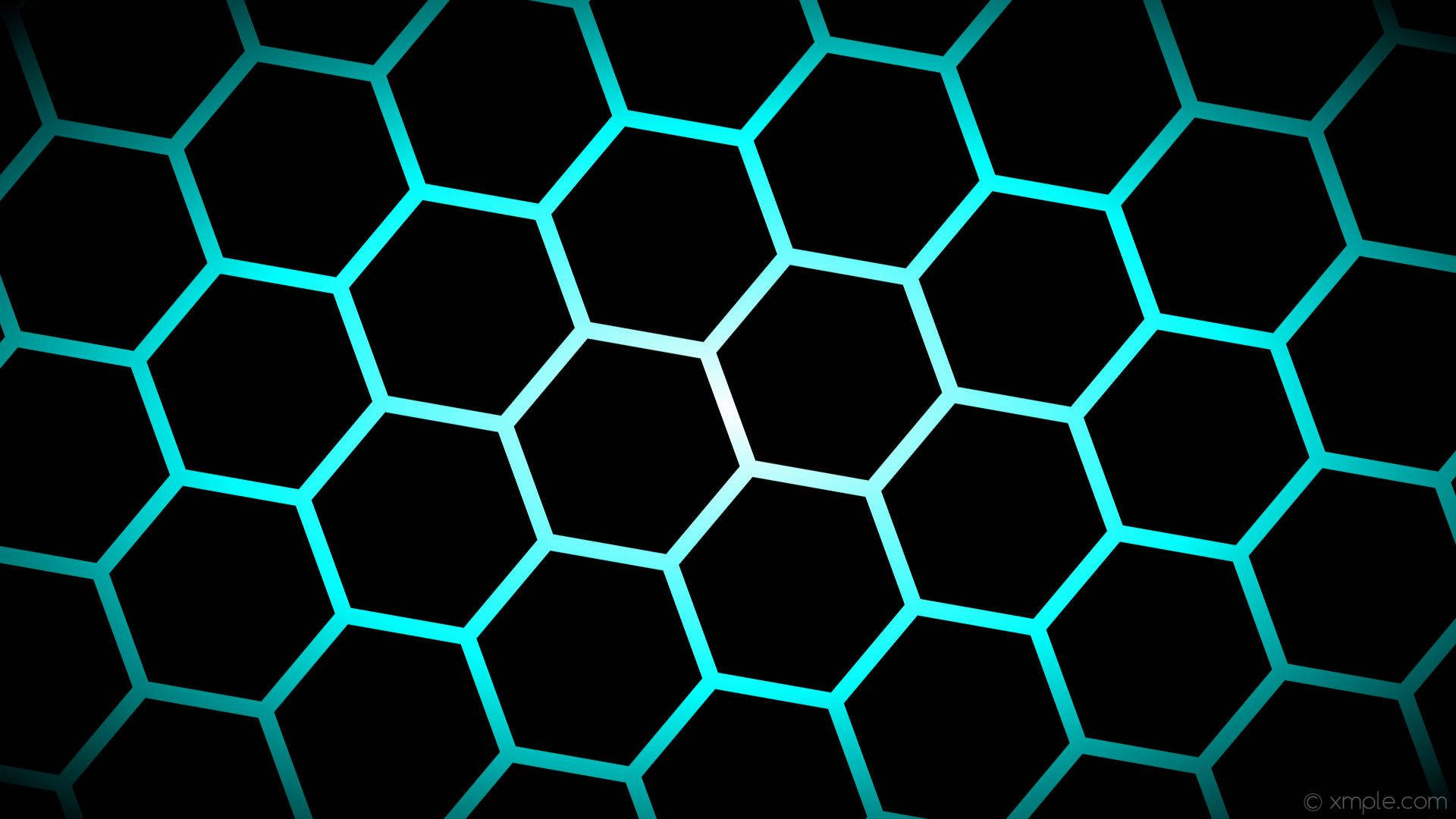 black, cyan, hexagon, Full HD Desktop Wallpaper