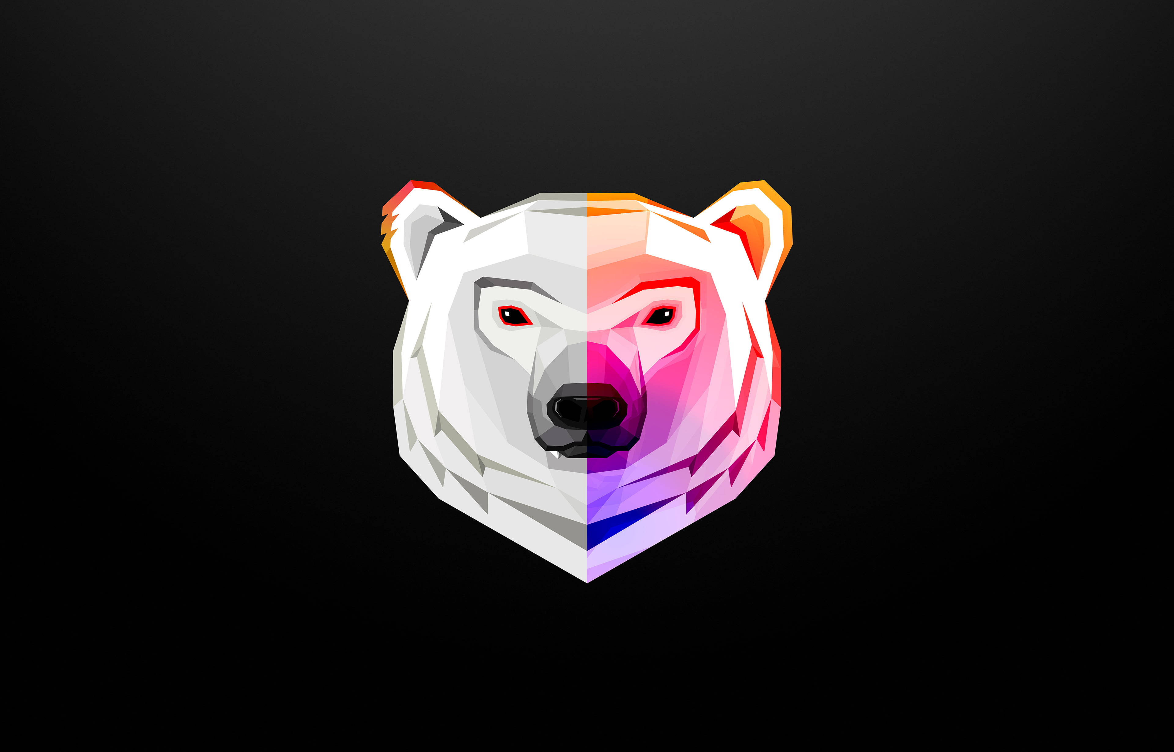 Polygon Art, polar bear, monochrome, 4K Desktop Wallpaper