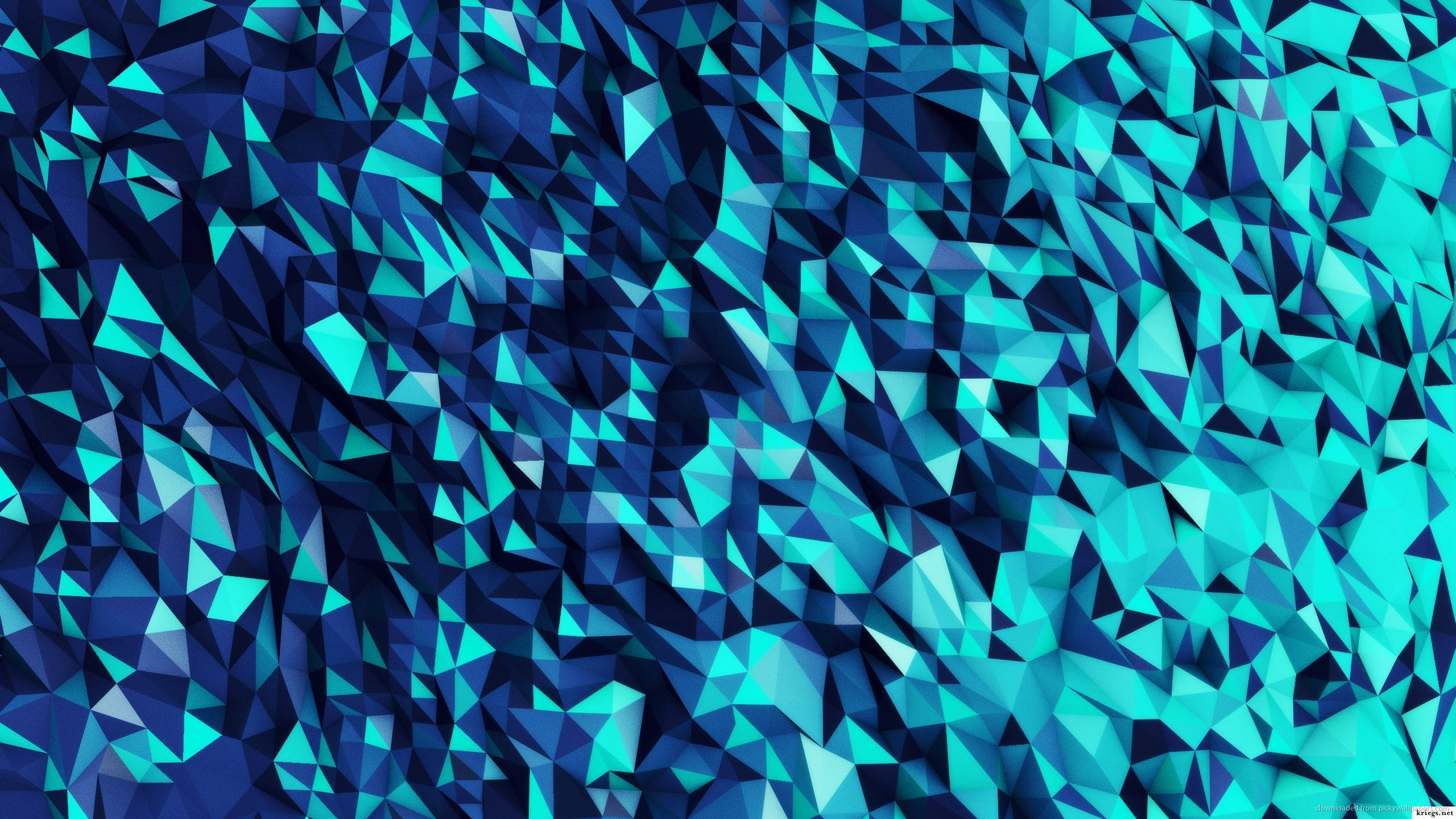 Cyan Blue Polygon Art, glowing blue, teal, 2K Desktop Wallpaper