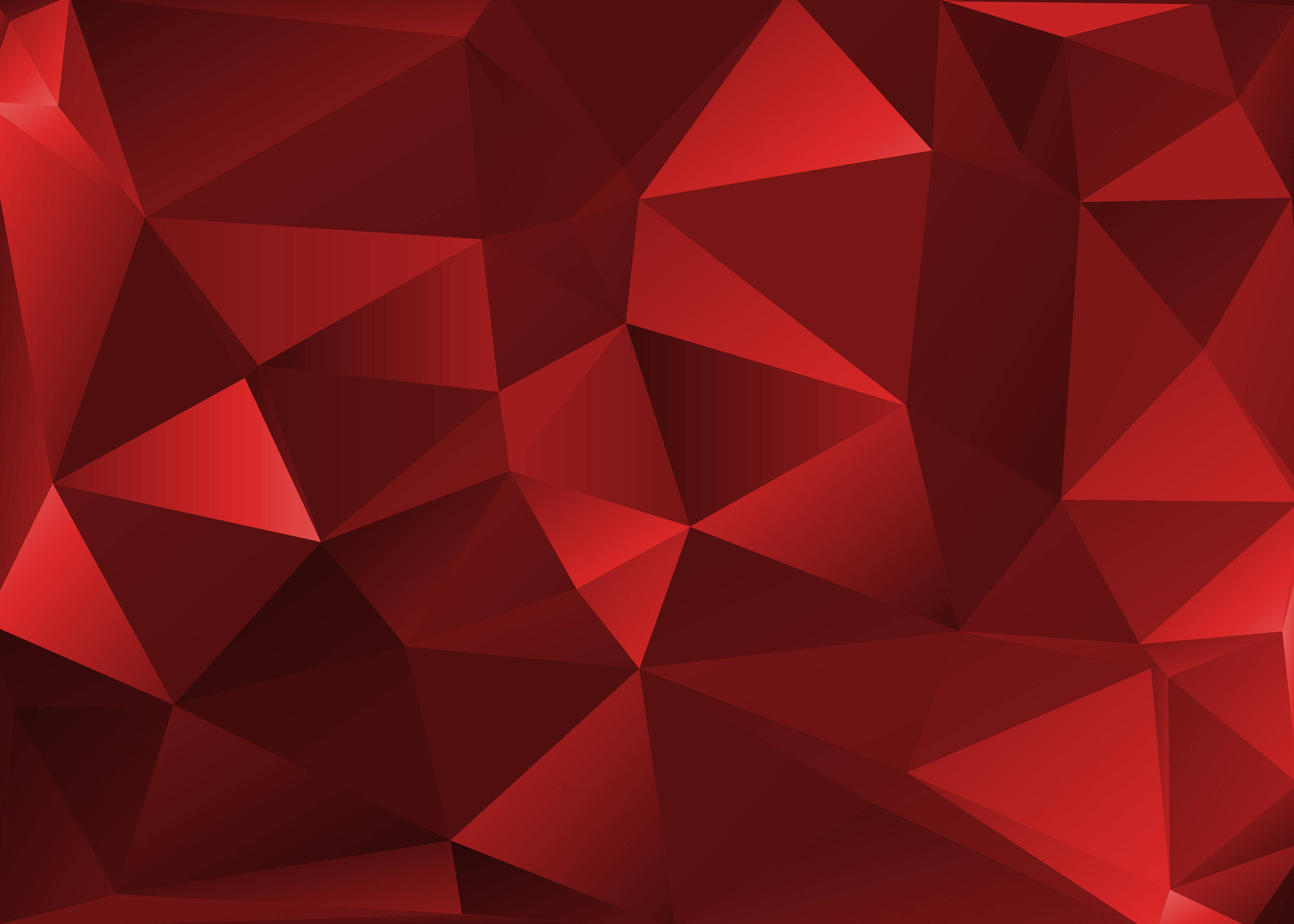 Polygon Red Art, red triangles, gradient shading, 2K Desktop Wallpaper