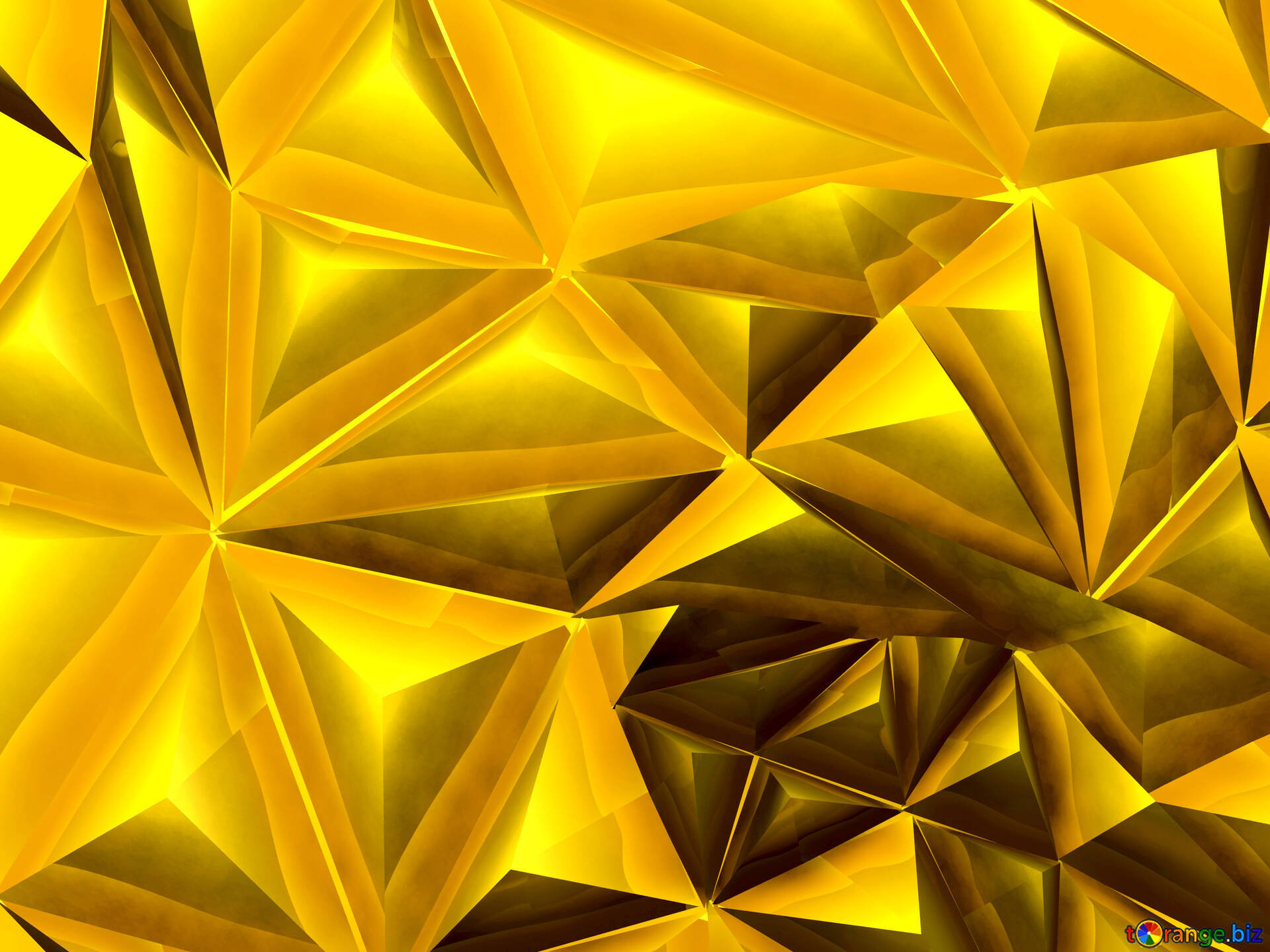 3D Low-Poly, Gold Background, Vibrant golden geometric facets, Full HD Desktop Wallpaper