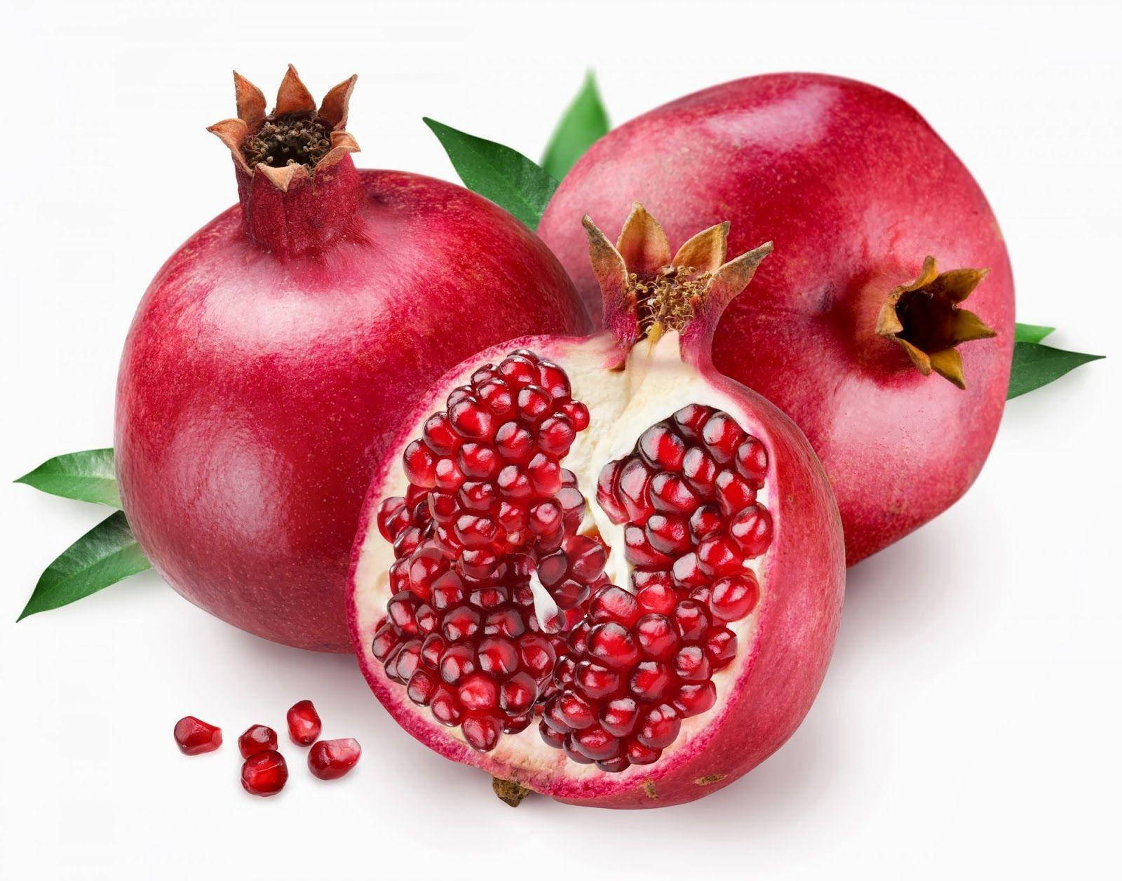 three pomegranate fruits, vibrant red, split open, HD Desktop Wallpaper